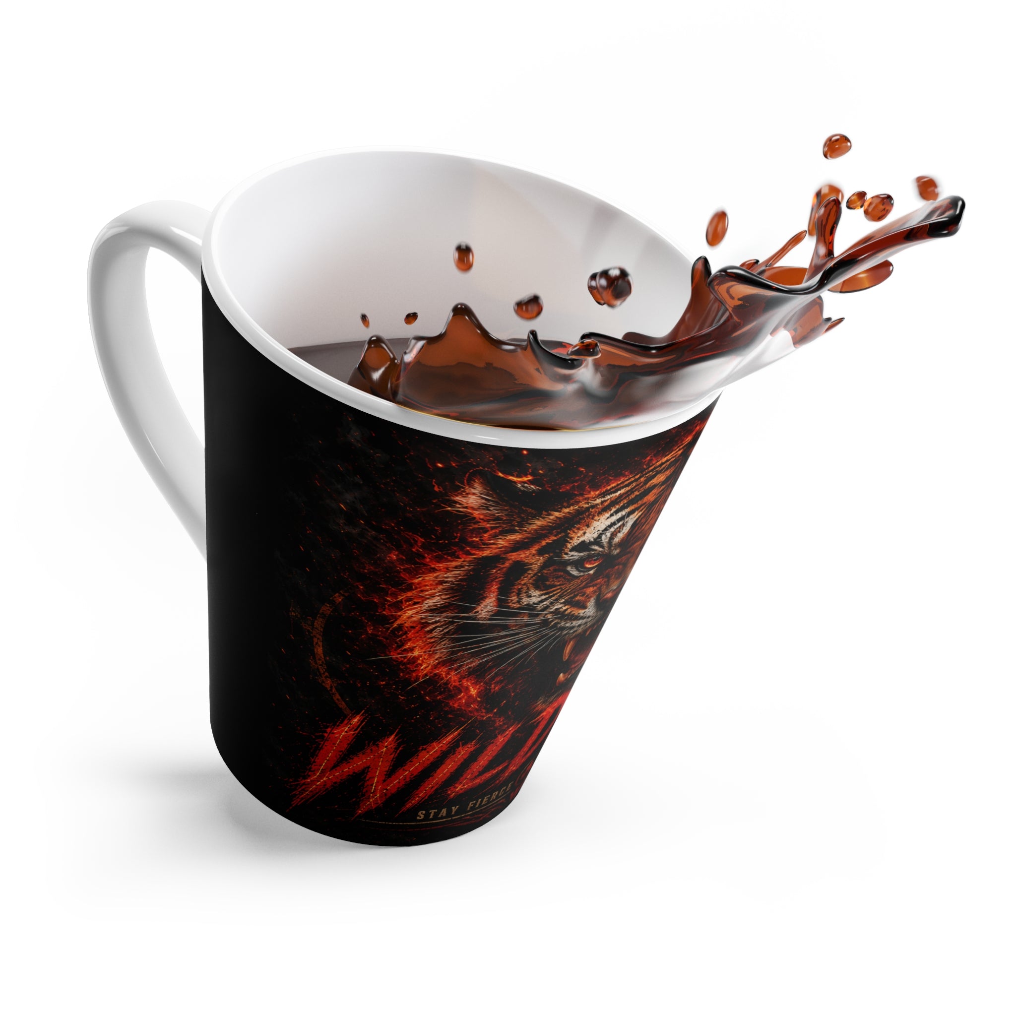 Wildfire Tiger Latte Mug — Fierce Roaring Tiger Coffee Cup