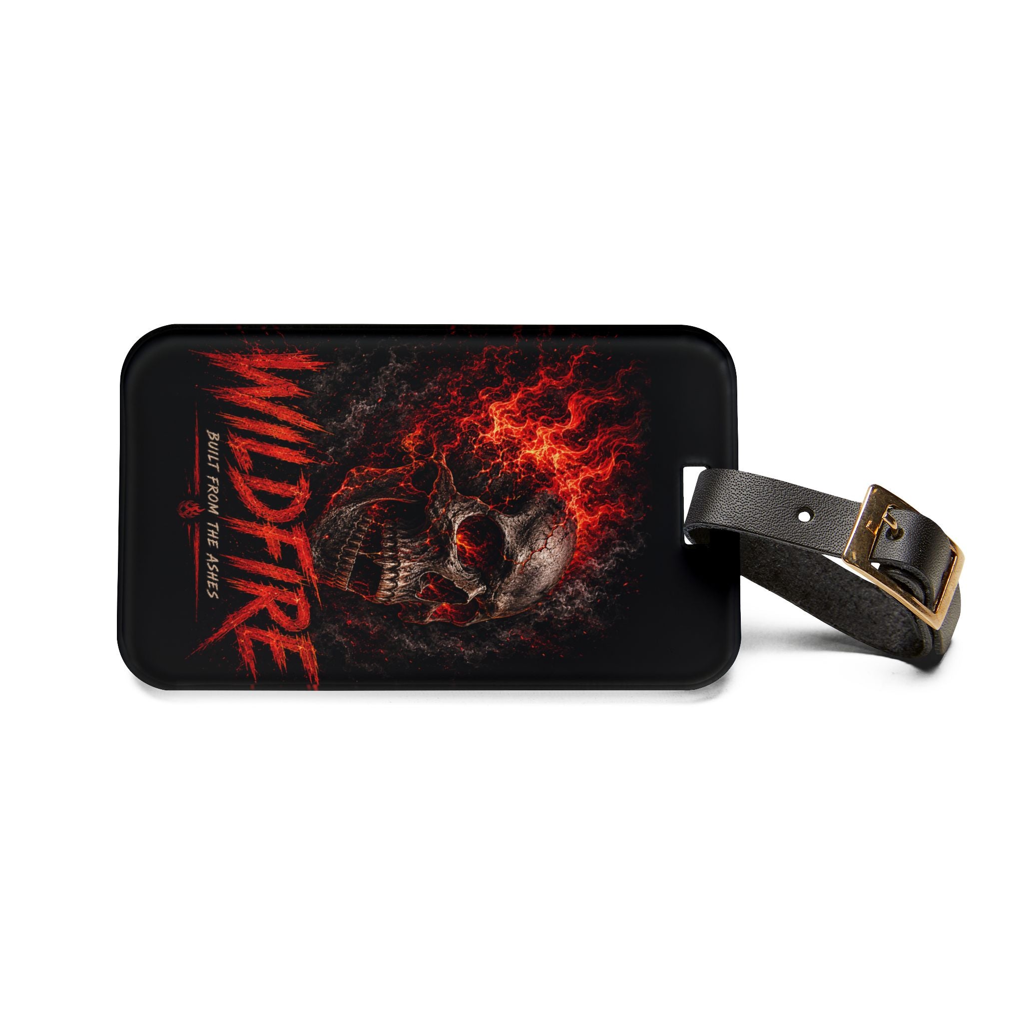 Wildfire Skull Luggage Tag — Flame Skull Travel ID Tag