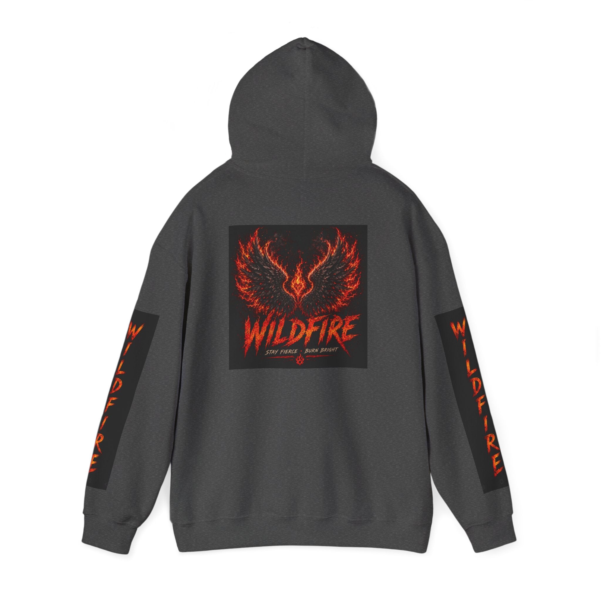 Wildfire Wings Hoodie — 'Wildfire' Flame Lettering & Back Art