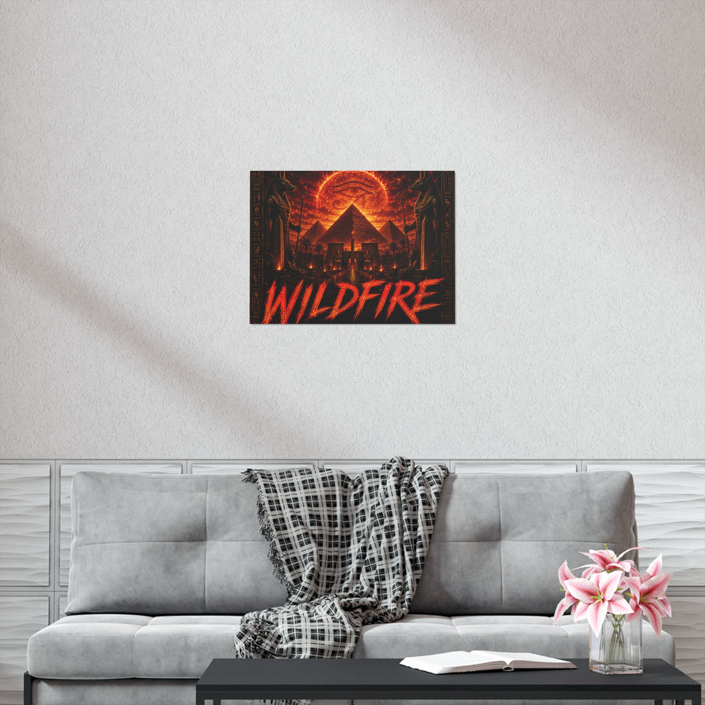 Wildfire Poster — Fiery Anubis Illustration with 'Stay Fierce Burn Bright'