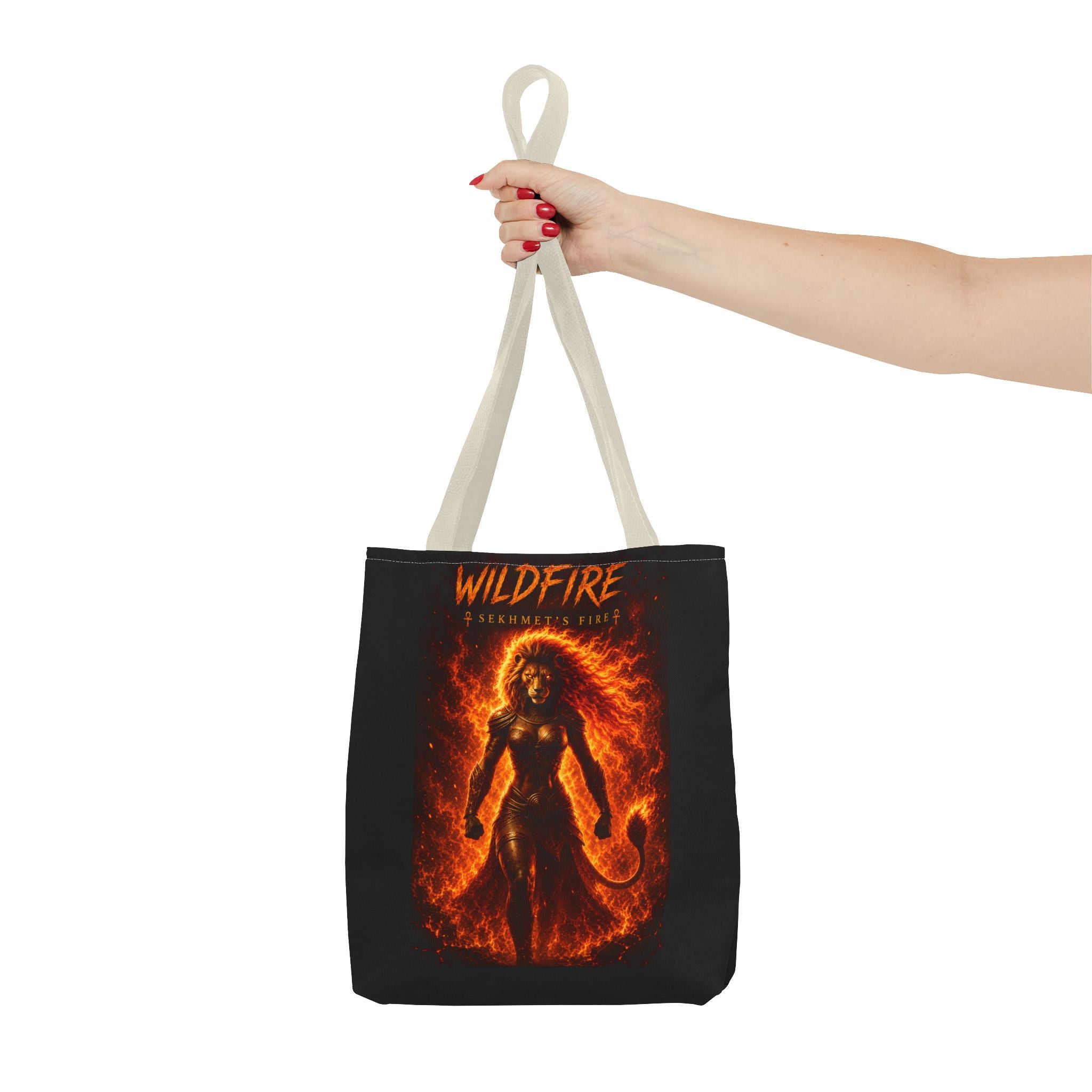 Wildfire Sekhmet Tote Bag — Fiery Egyptian AOP Tote