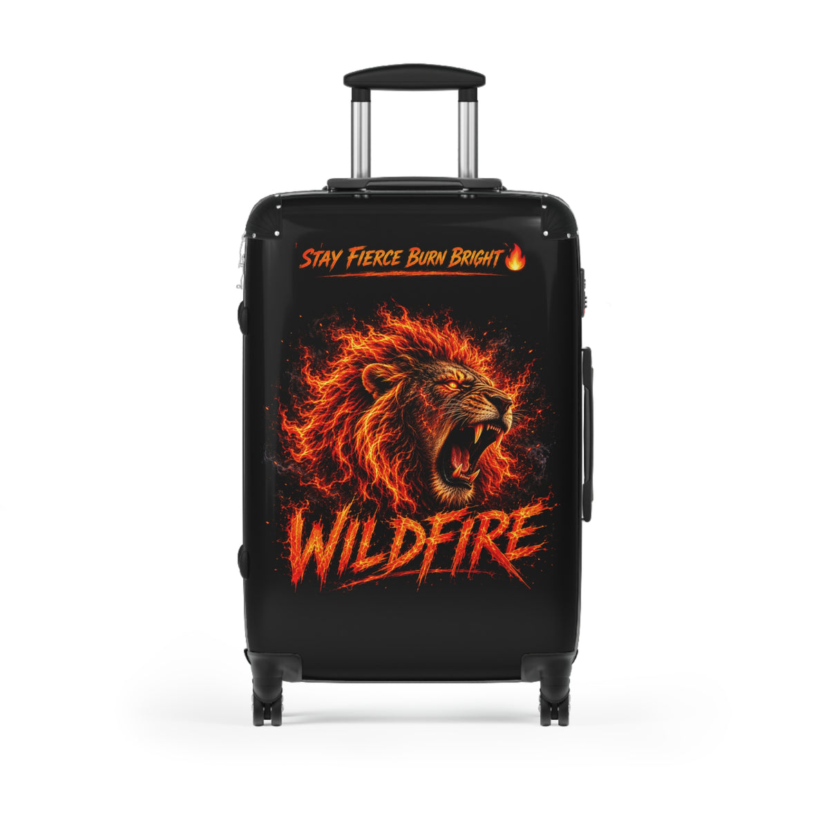 Wildfire Lion Suitcase - 'Stay Fierce Burn Bright' Rolling Carry-On