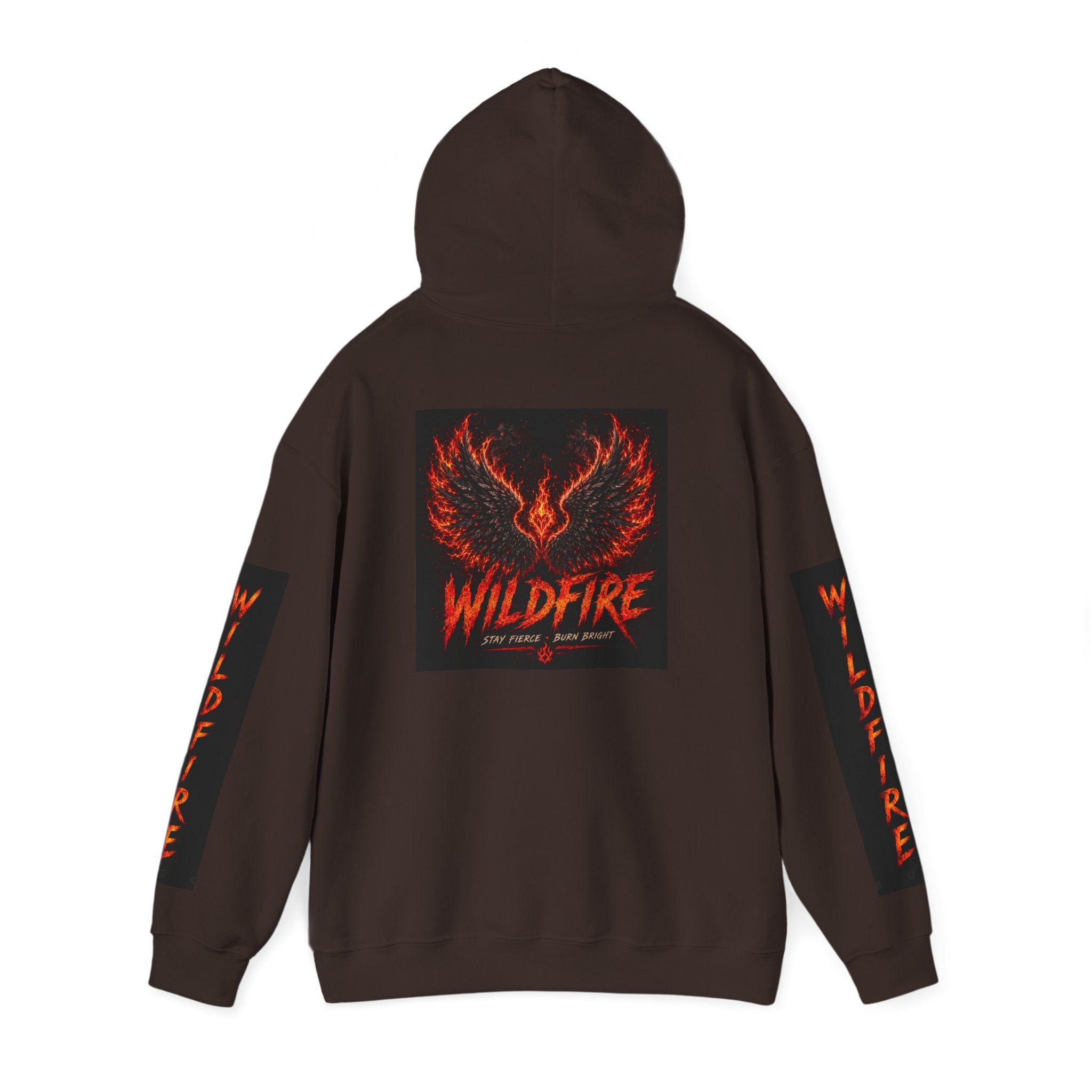 Wildfire Wings Hoodie — 'Wildfire' Flame Lettering & Back Art