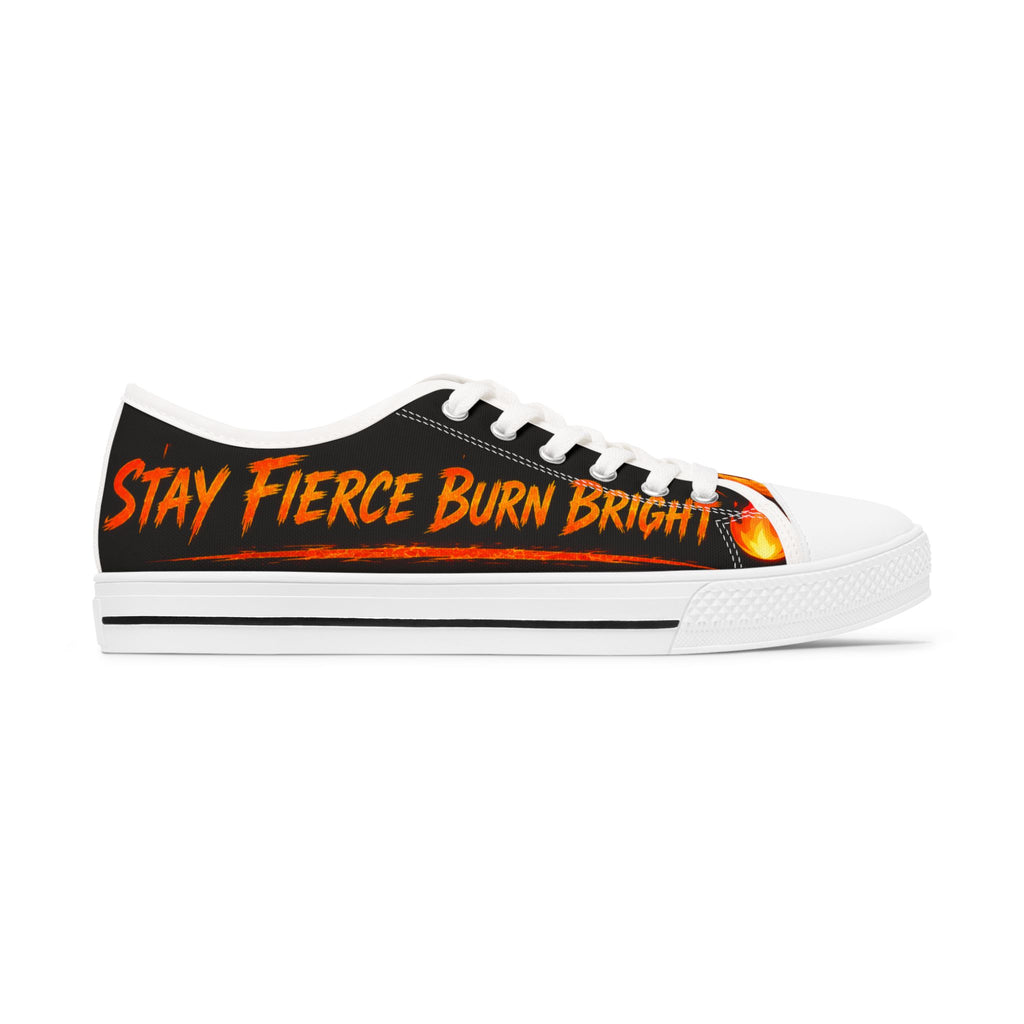 Women's Low Top Sneakers — 'Bold & Fierce Burn Bright' Flame Graphic Sneakers