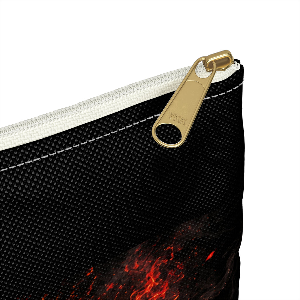 Wildfire Lion Accessory Pouch — Fiery Lion Face Zip Pouch