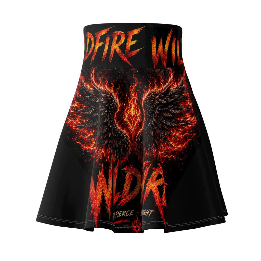 Wildfire Flaming Wings Graphic Skater Skirt — 'Wildfire' Bold Flame Print