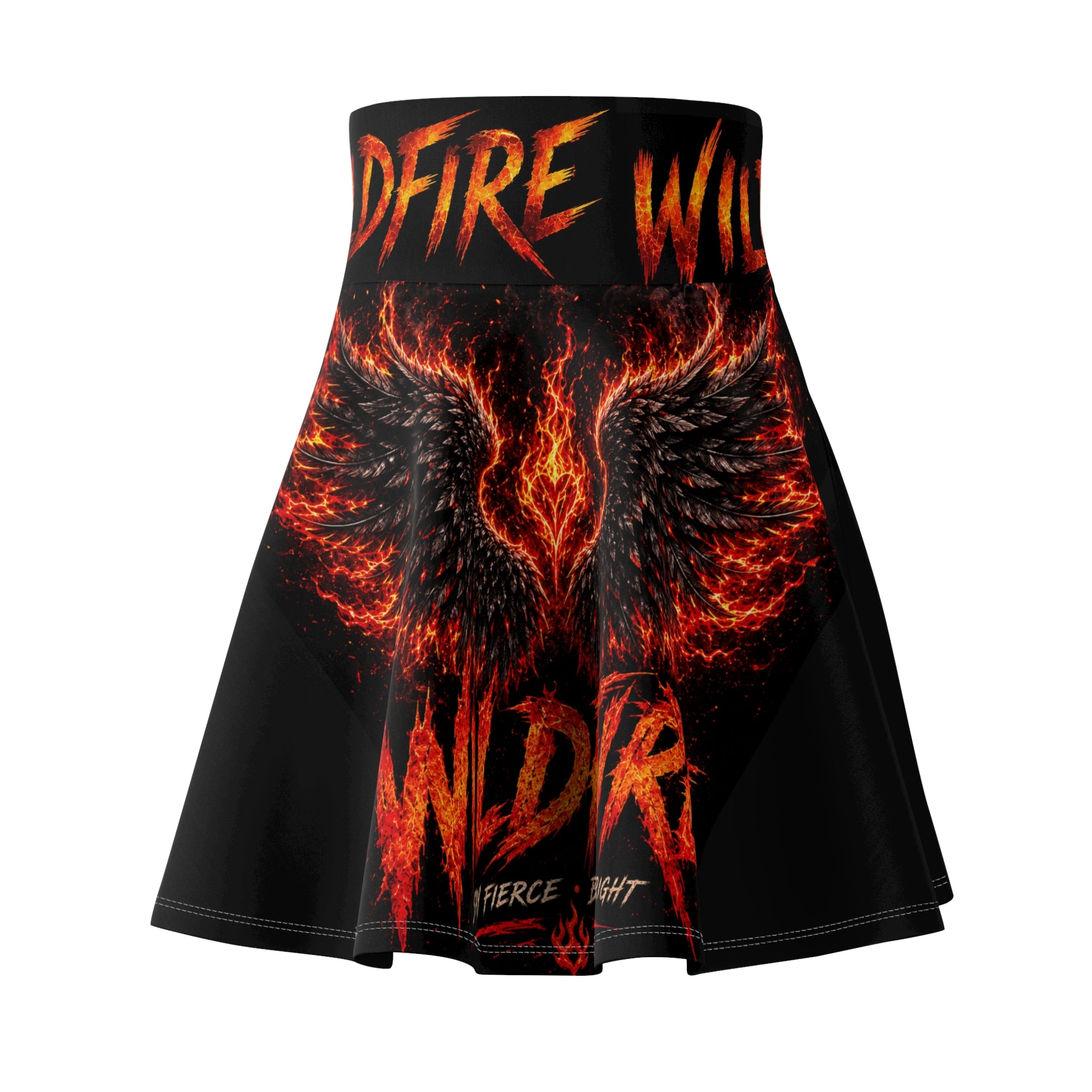 Wildfire Flaming Wings Graphic Skater Skirt — 'Wildfire' Bold Flame Print