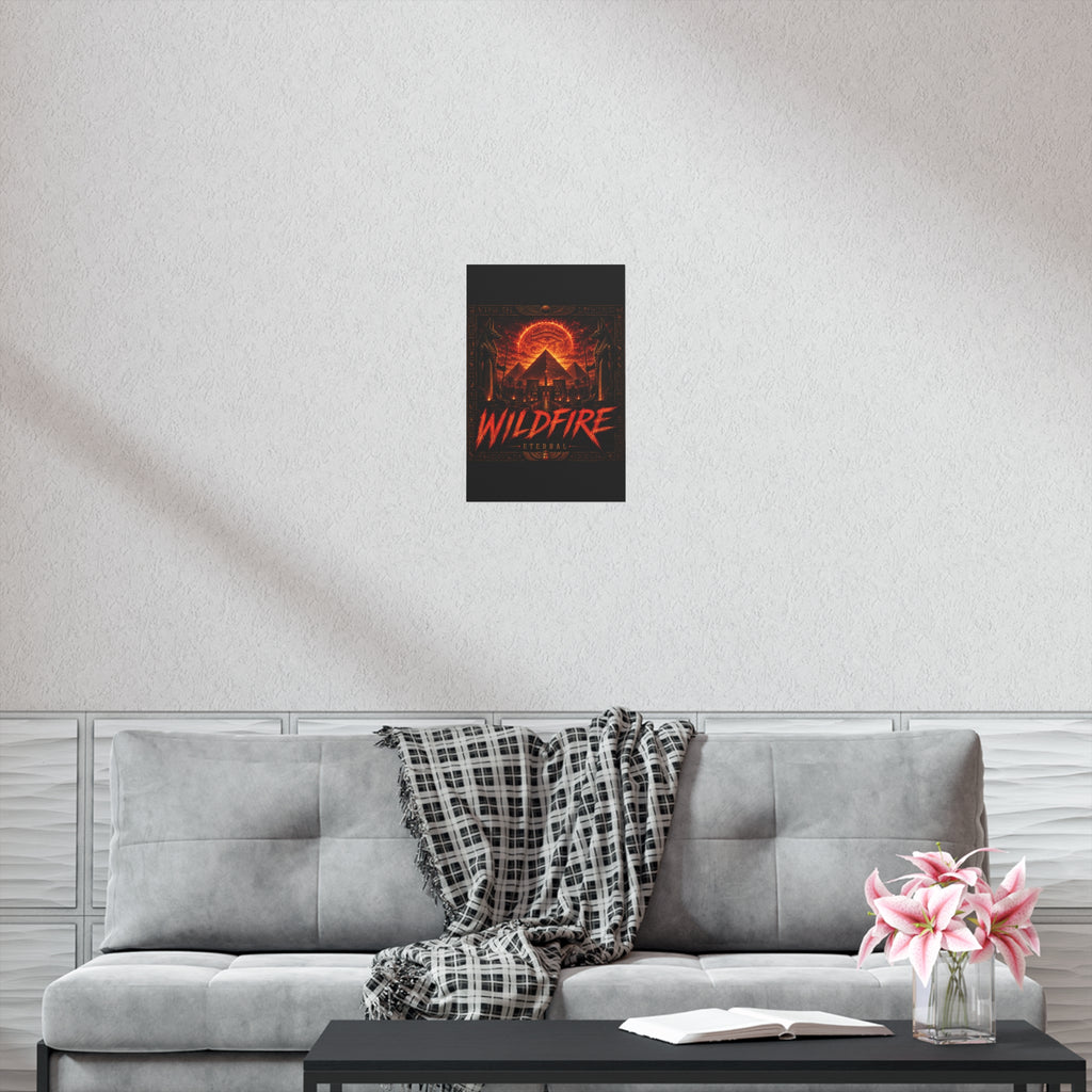 Wildfire Poster — Fiery Anubis Illustration with 'Stay Fierce Burn Bright'