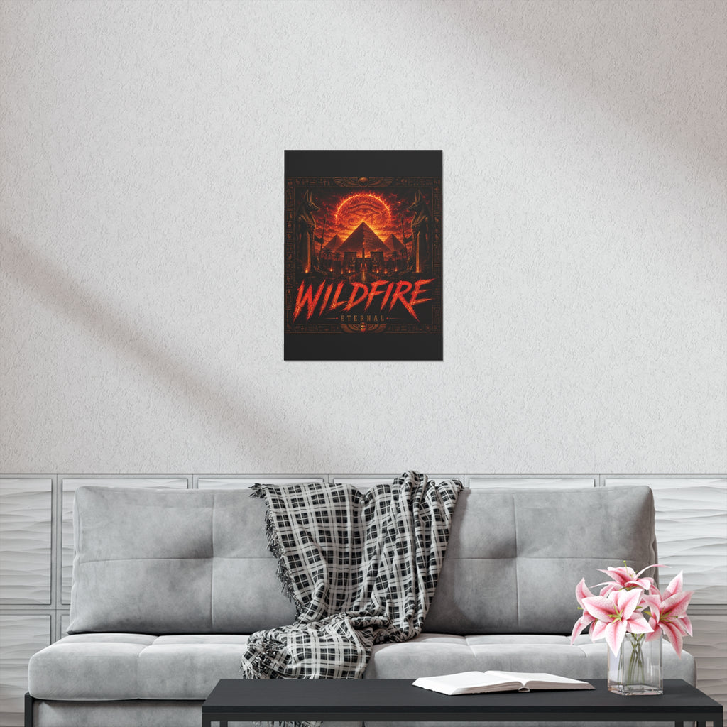 Wildfire Poster — Fiery Anubis Illustration with 'Stay Fierce Burn Bright'