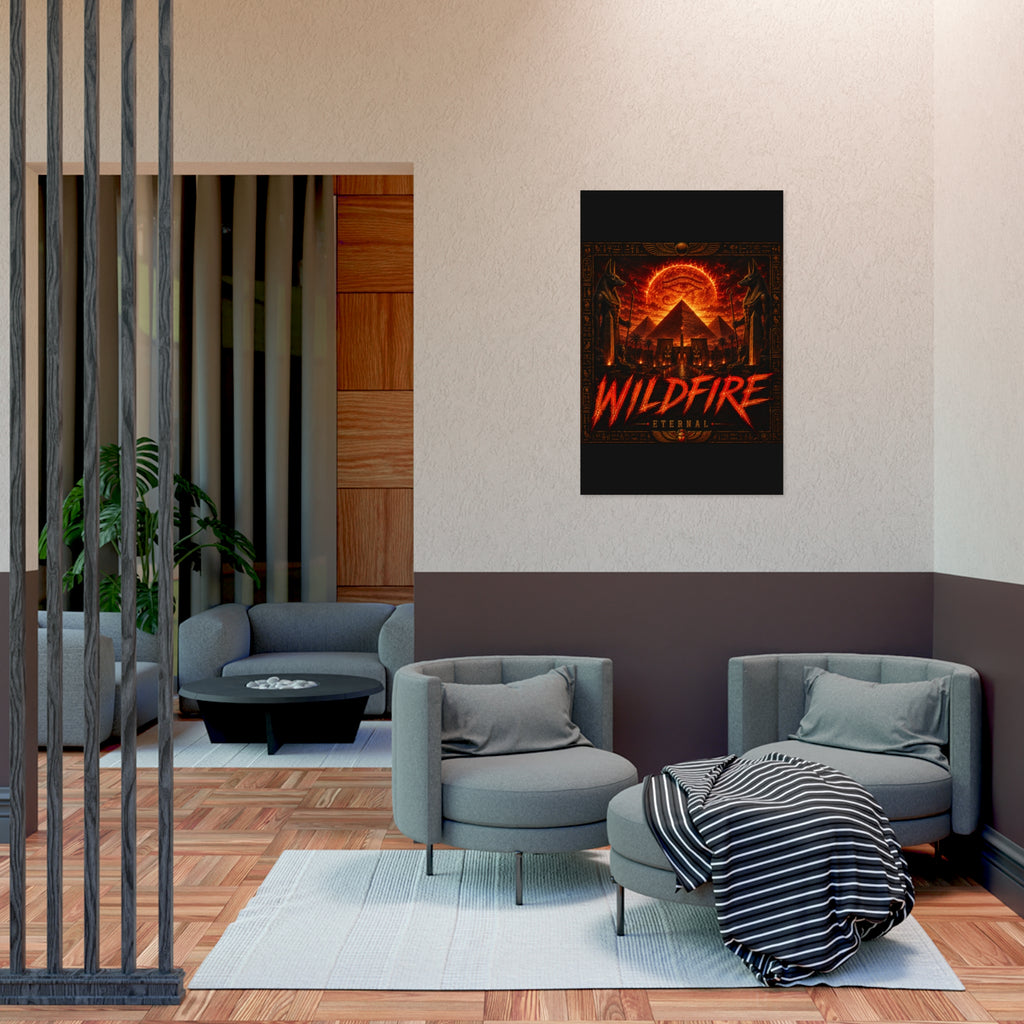 Wildfire Poster — Fiery Anubis Illustration with 'Stay Fierce Burn Bright'