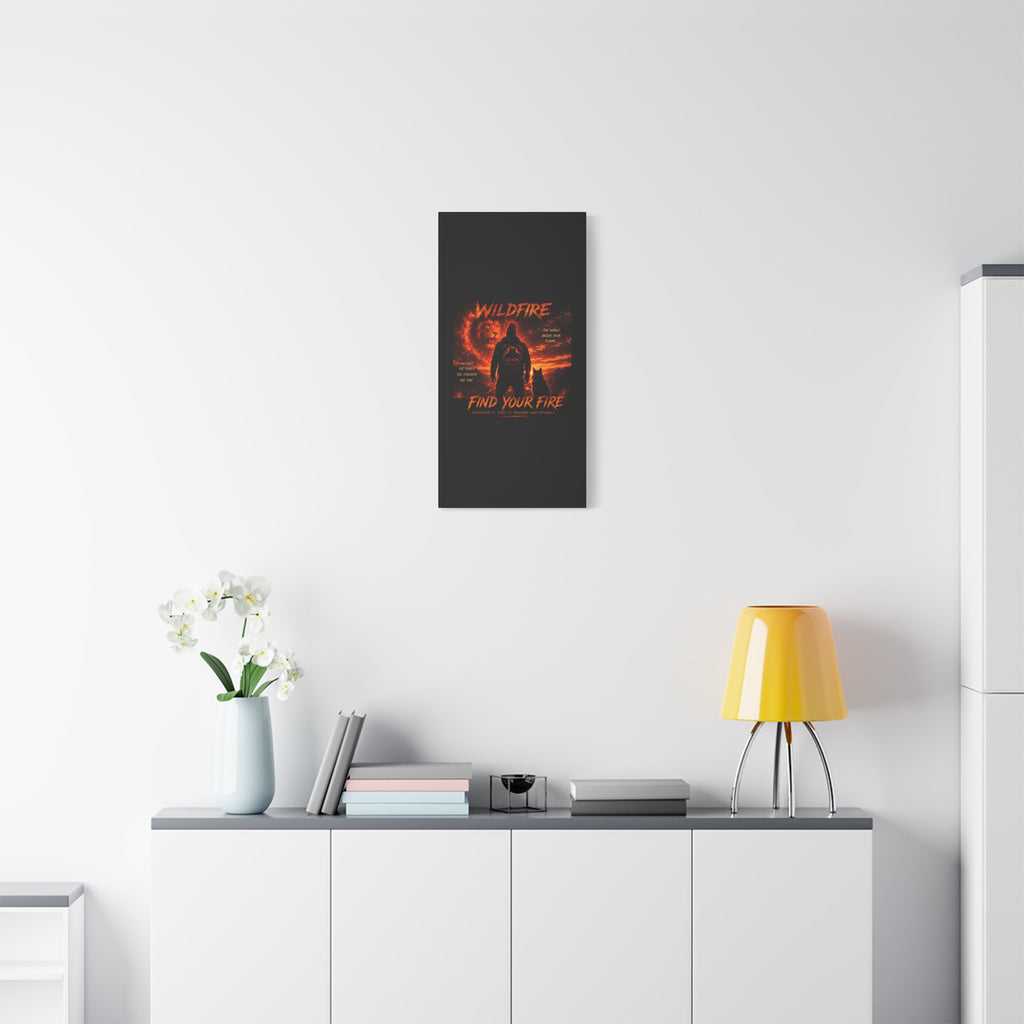 Wildfire 'Find Your Fire' Matte Canvas Wall Art — Inspirational Lion & Silhouette Scene