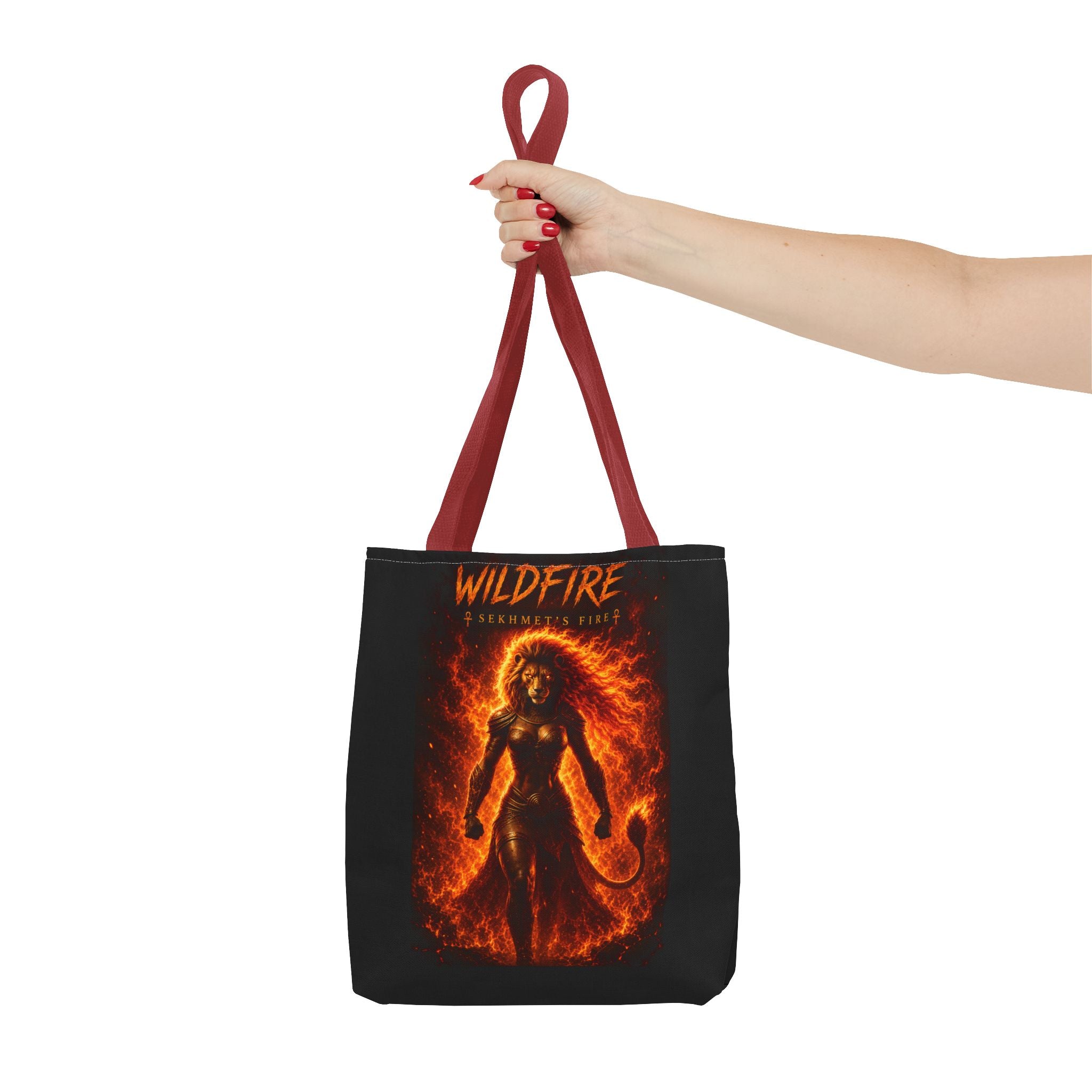 Wildfire Sekhmet Tote Bag — Fiery Egyptian AOP Tote