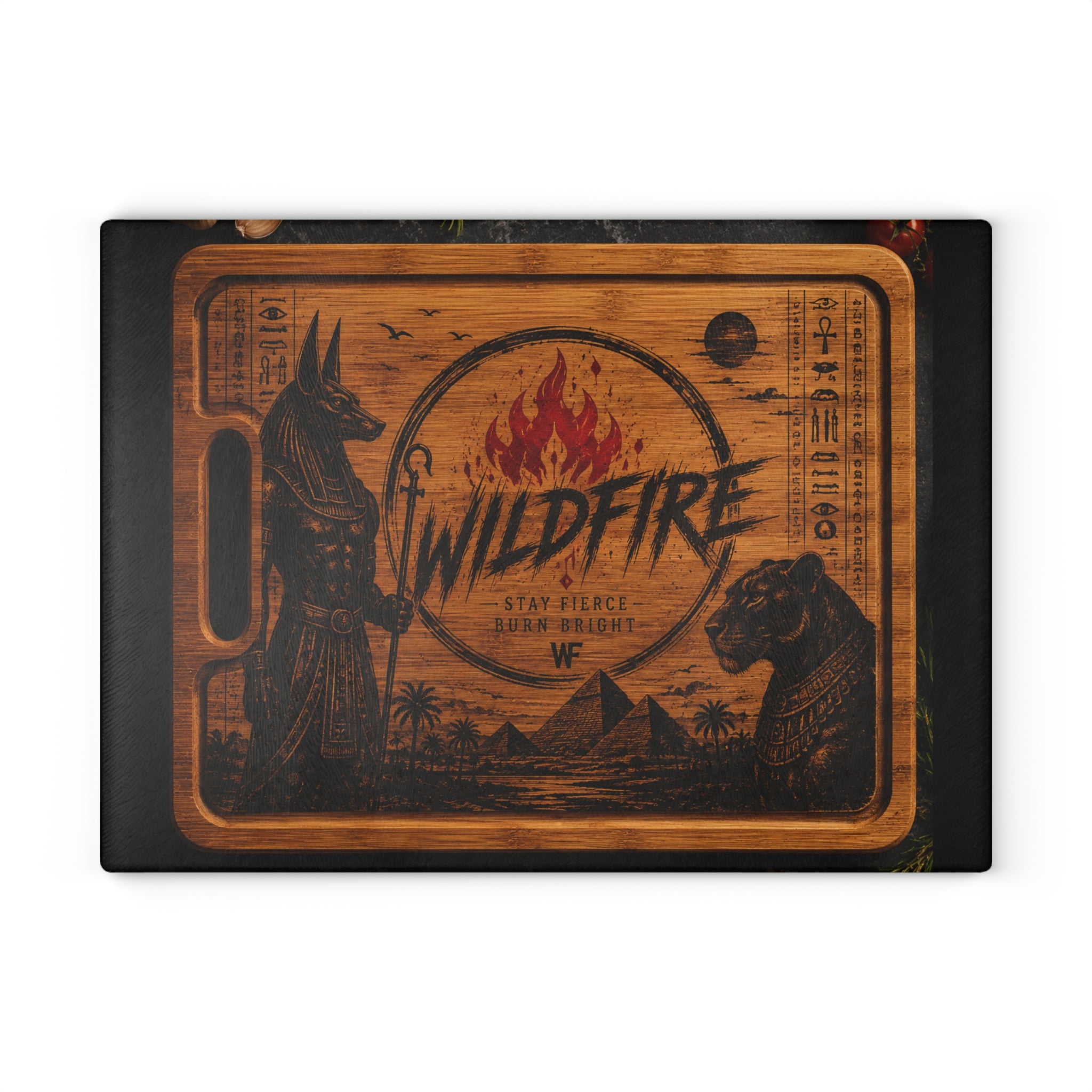 Wildfire Glass Cutting Board — Egyptian  Flame Kitchen Board