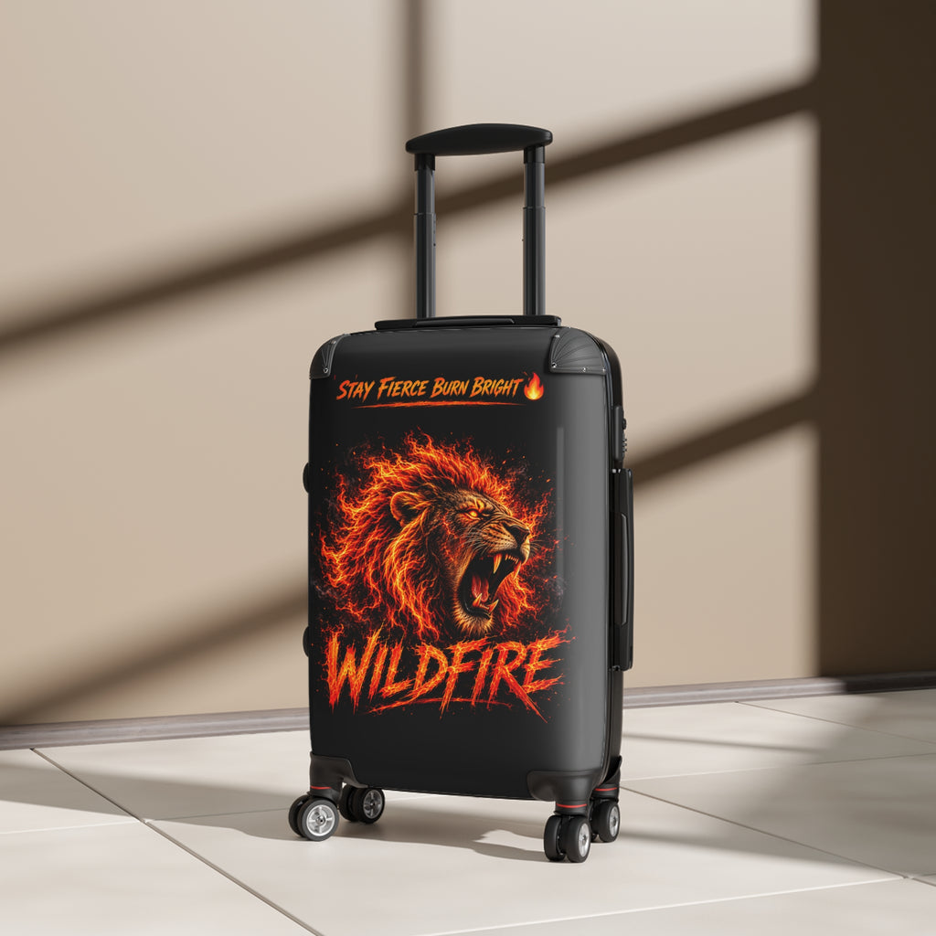 Wildfire Lion Suitcase - 'Stay Fierce Burn Bright' Rolling Carry-On