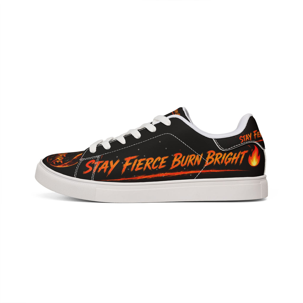 Men's Low-Top Sneakers — "Stay Fierce, Burn Bright" Flame Graphic