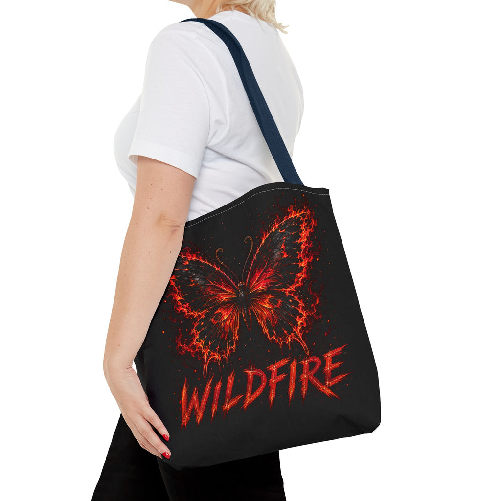 Wildfire Anubis Tote Bag — "Stay Fierce, Burn Bright" All-Over Print Tote