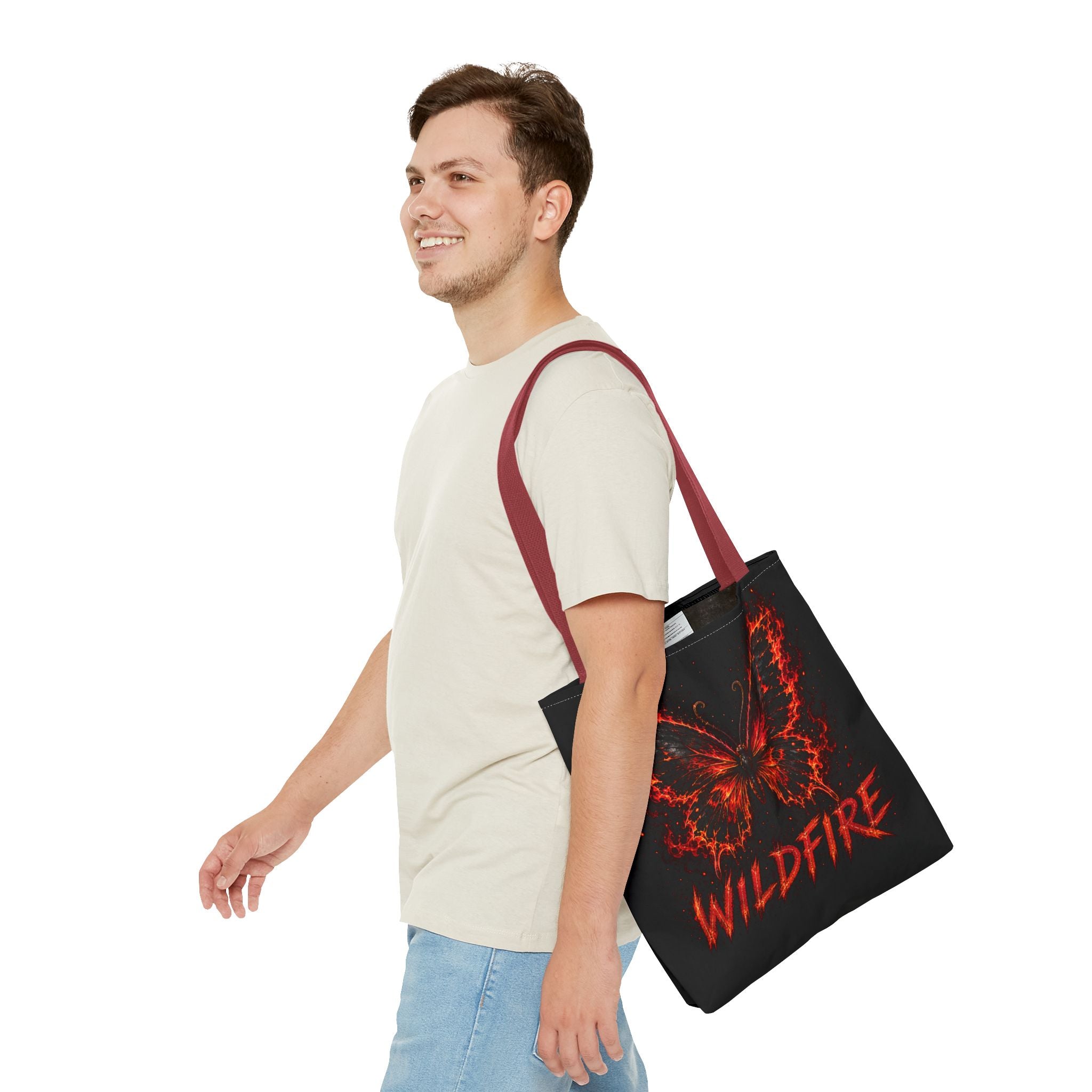 Wildfire Anubis Tote Bag — "Stay Fierce, Burn Bright" All-Over Print Tote