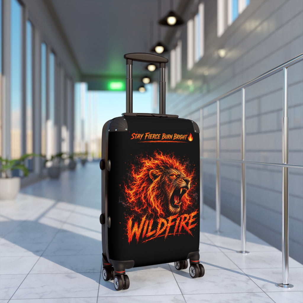 Wildfire Lion Suitcase - 'Stay Fierce Burn Bright' Rolling Carry-On