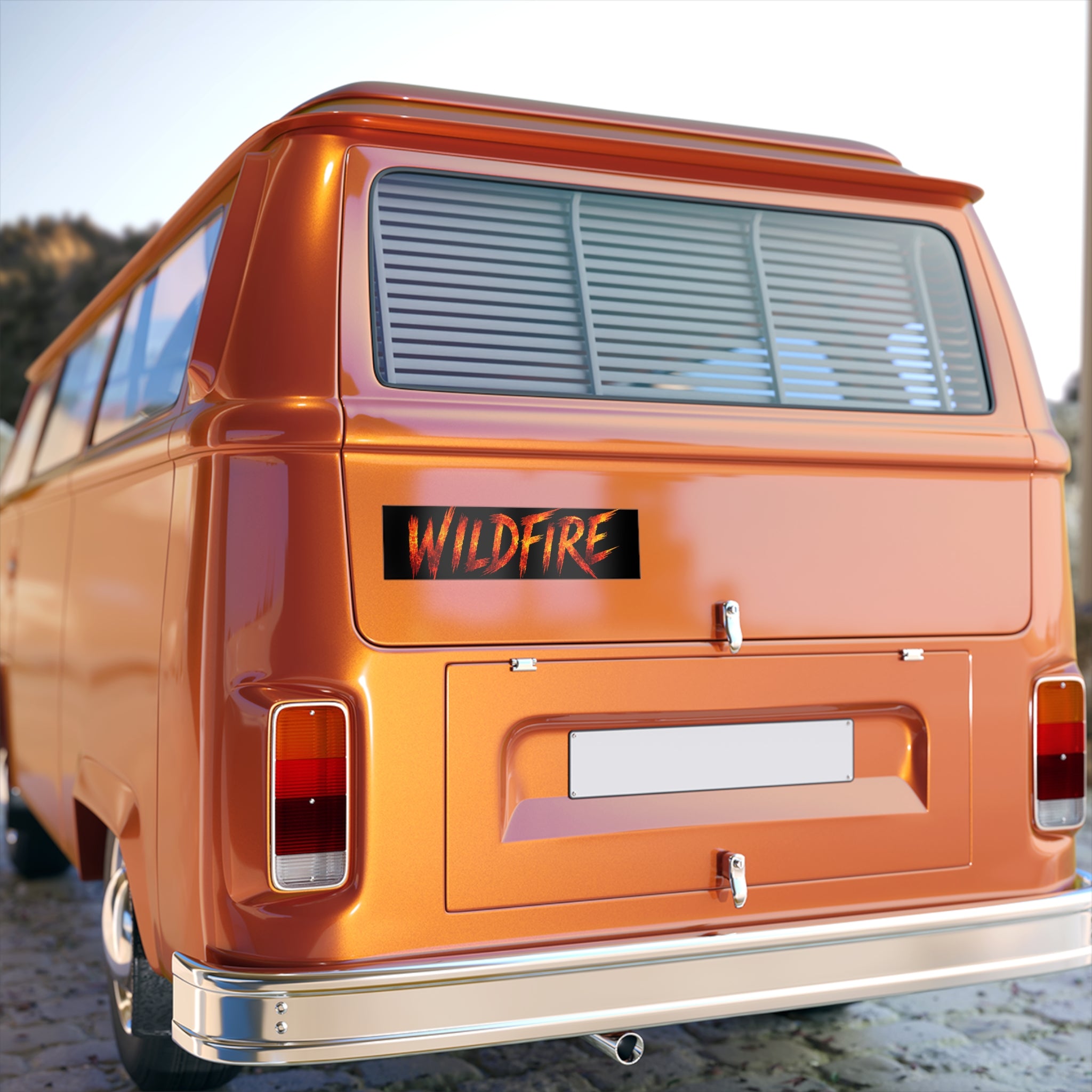 Wildfire Bumper Sticker — Fiery Text Decal for Cars, Trucks & Vans