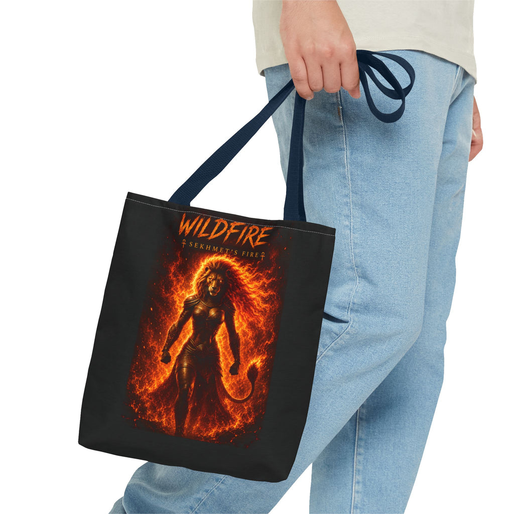 Wildfire Sekhmet Tote Bag — Fiery Egyptian AOP Tote