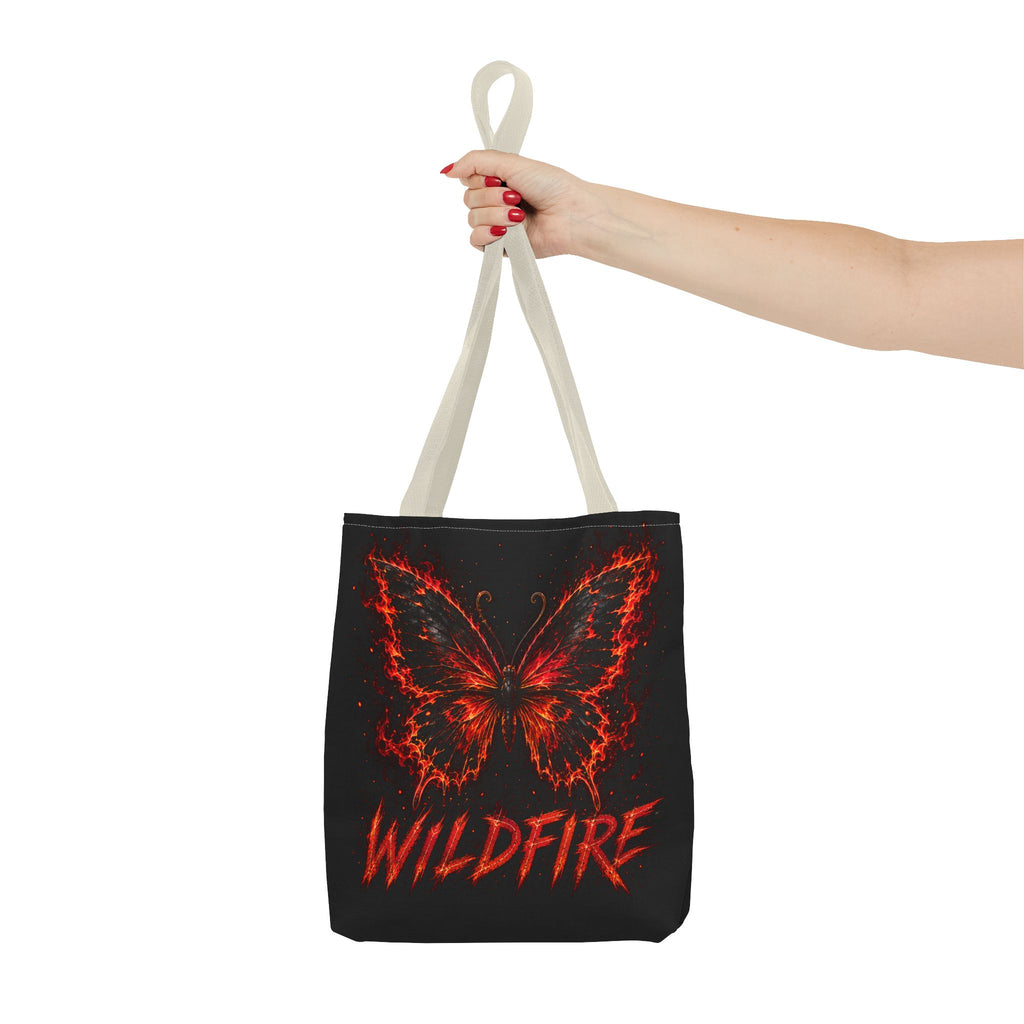 Wildfire Anubis Tote Bag — "Stay Fierce, Burn Bright" All-Over Print Tote