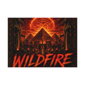 Wildfire Poster — Fiery Anubis Illustration with 'Stay Fierce Burn Bright'
