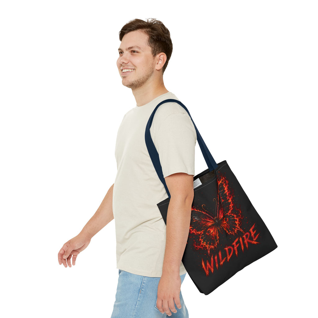 Wildfire Anubis Tote Bag — "Stay Fierce, Burn Bright" All-Over Print Tote