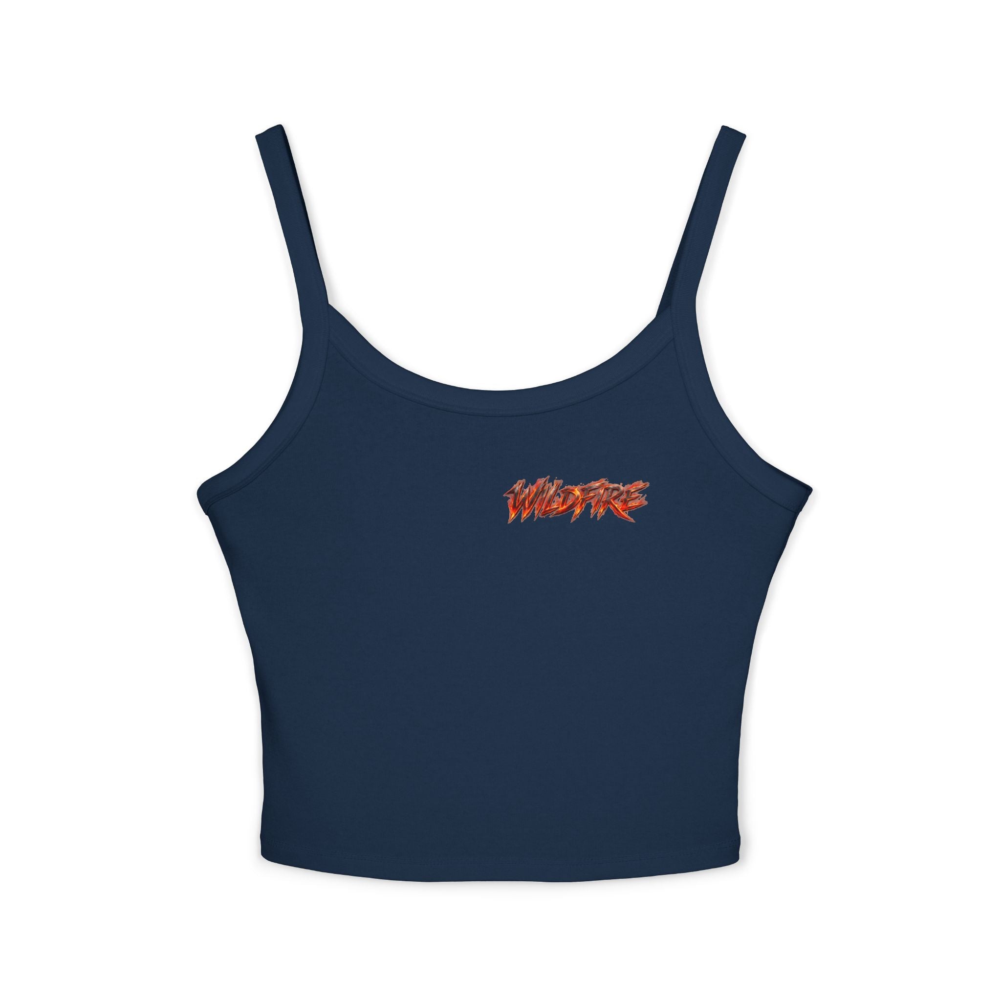 Wildfire Sekhmet Woman Spaghetti Tank Top — Fiery Egyptian Graphic Crop