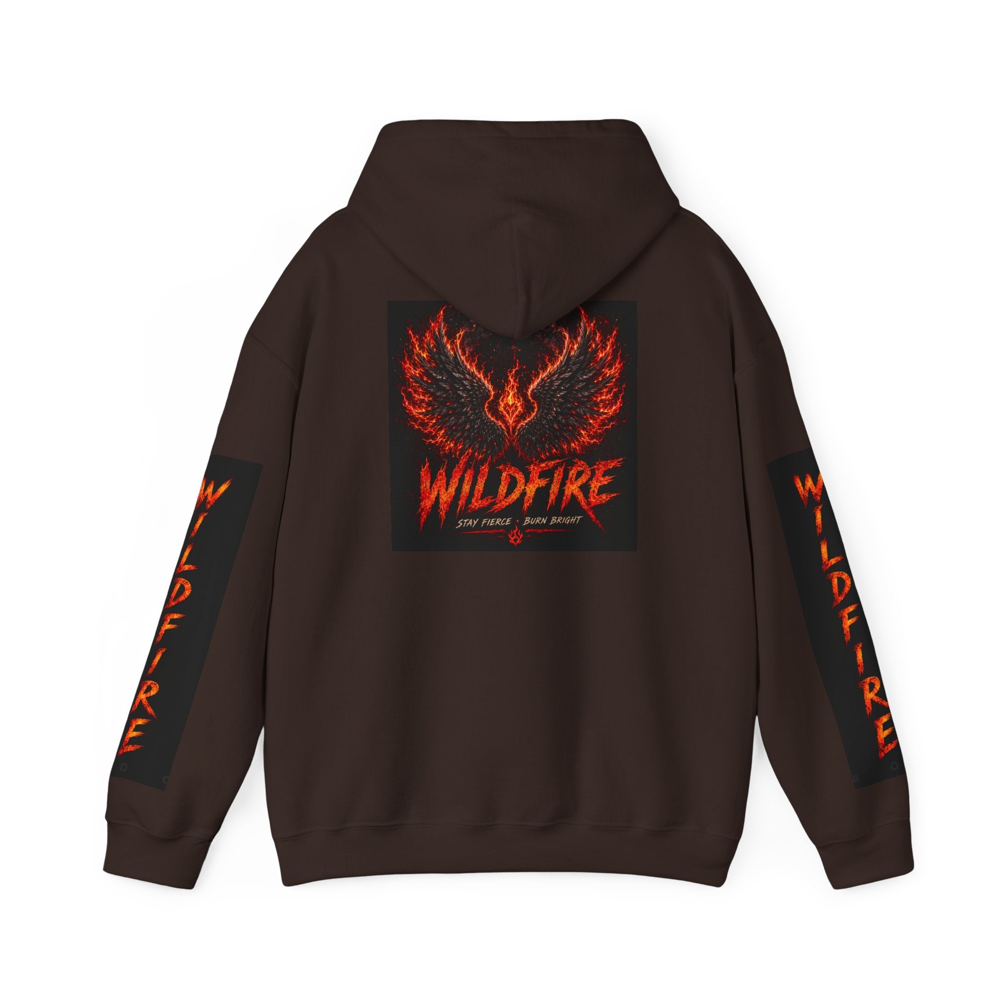 Wildfire Wings Hoodie — 'Wildfire' Flame Lettering & Back Art