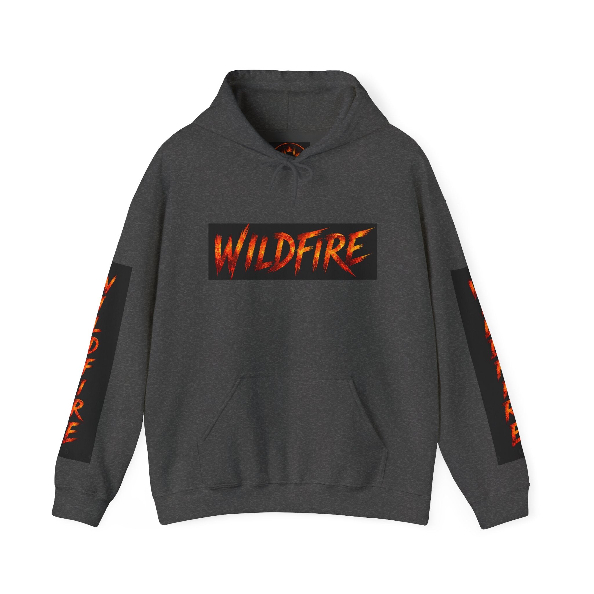 Wildfire Roaring Lion Graphic Hoodie — Fiery Elemental Back Art & Sleeve Text