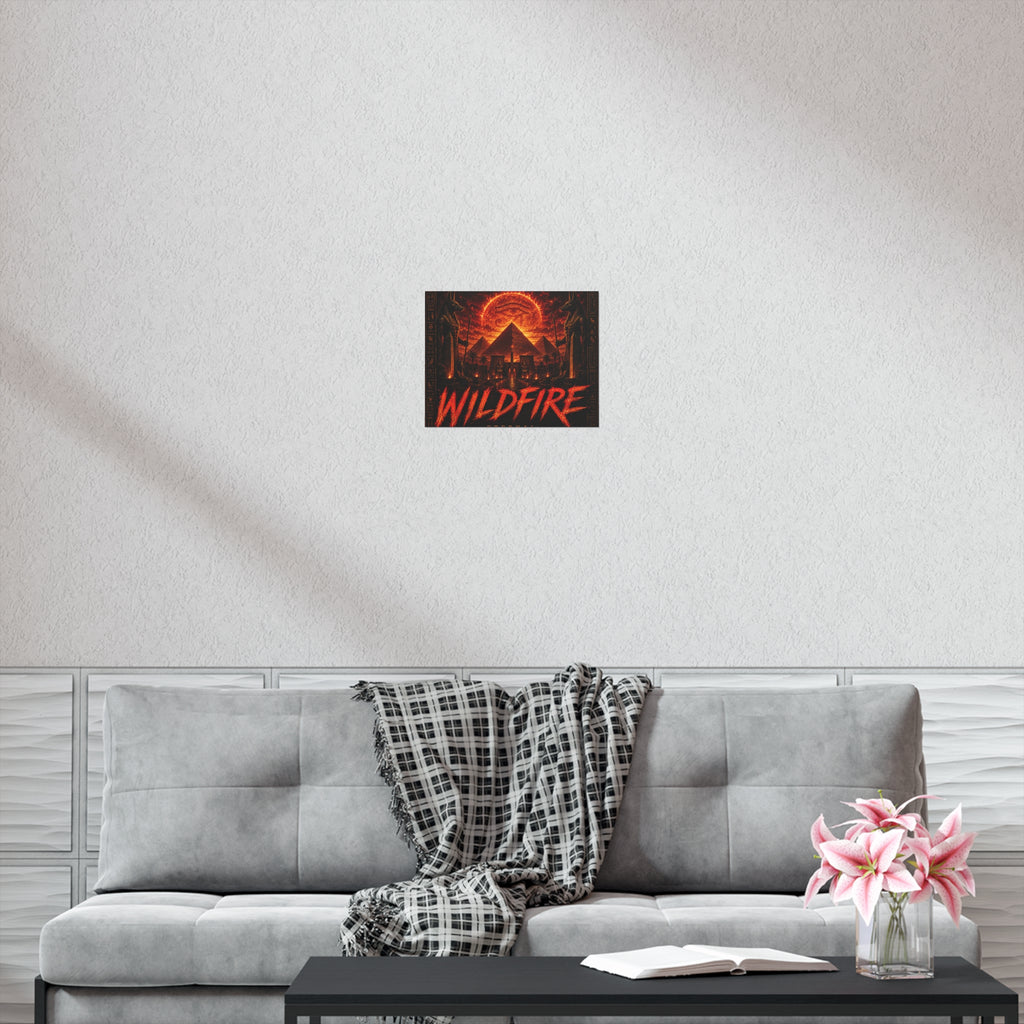 Wildfire Poster — Fiery Anubis Illustration with 'Stay Fierce Burn Bright'