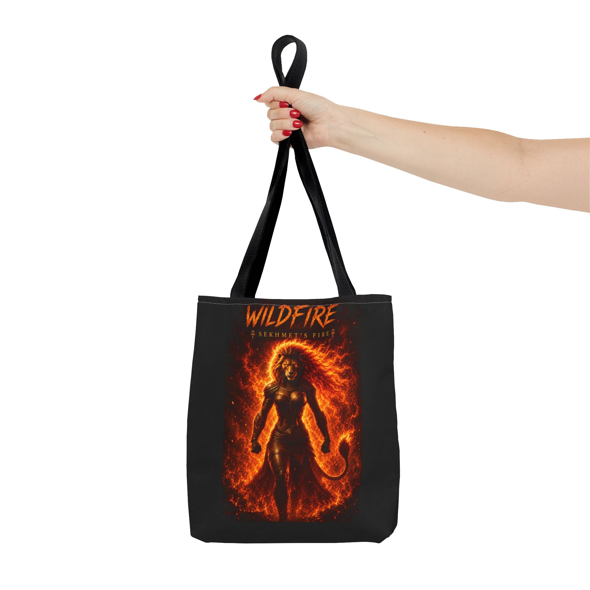 Wildfire Sekhmet Tote Bag — Fiery Egyptian AOP Tote