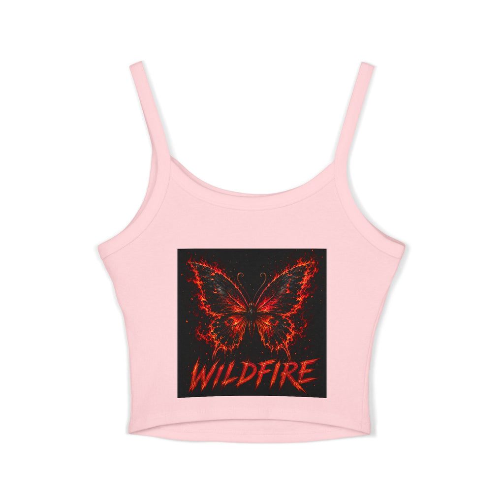 Wildfire Sekhmet Woman Spaghetti Tank Top — Fiery Egyptian Graphic Crop