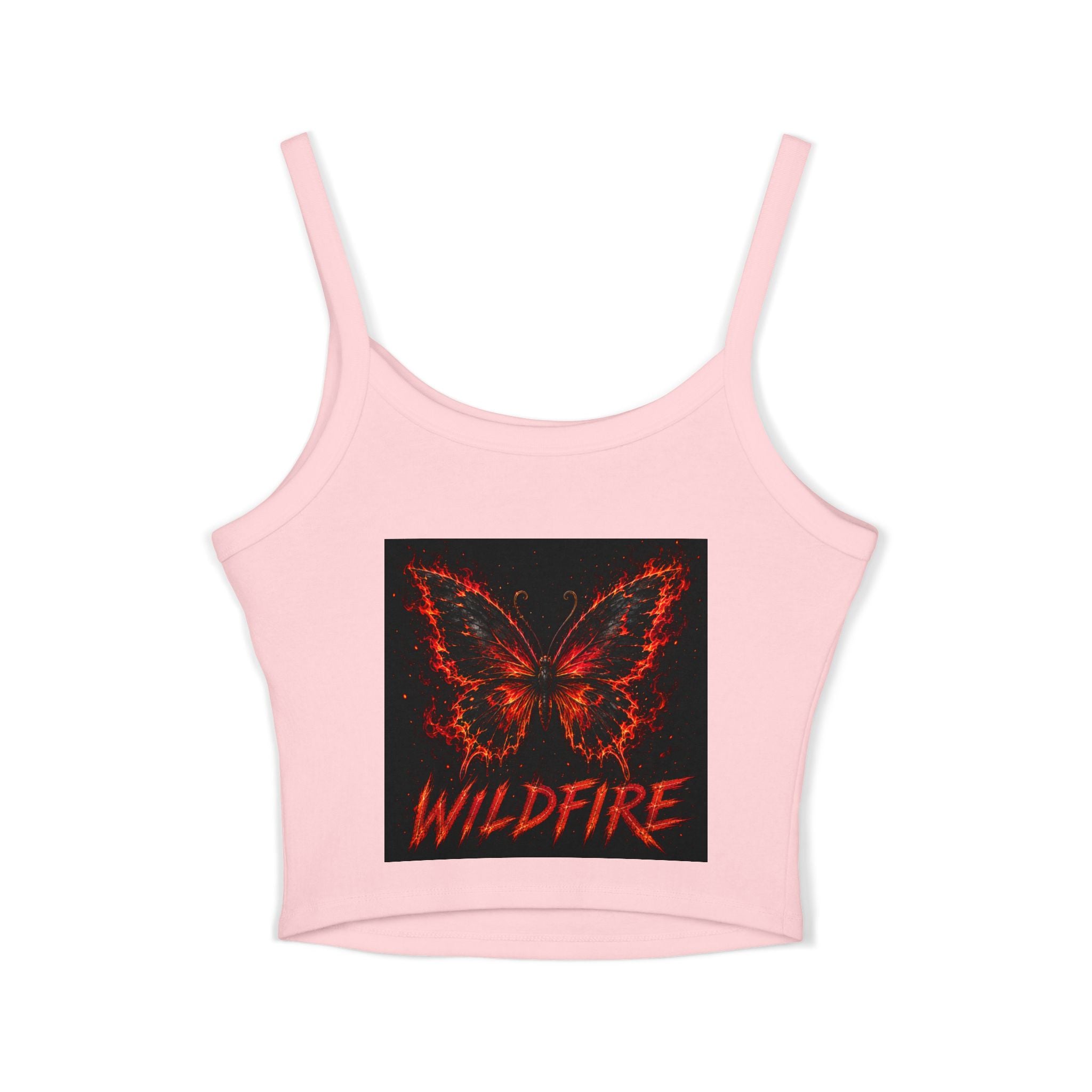 Wildfire Sekhmet Woman Spaghetti Tank Top — Fiery Egyptian Graphic Crop