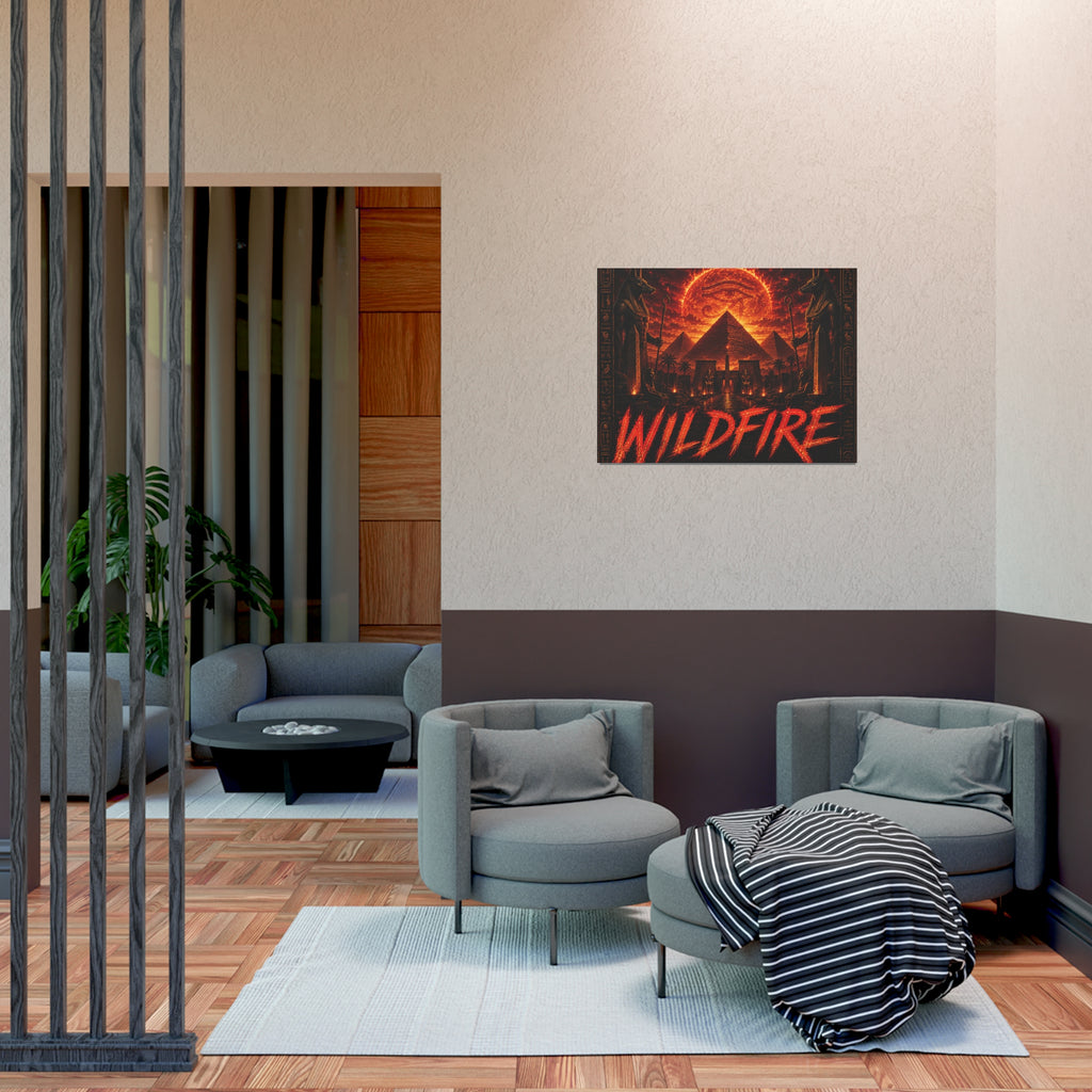 Wildfire Poster — Fiery Anubis Illustration with 'Stay Fierce Burn Bright'