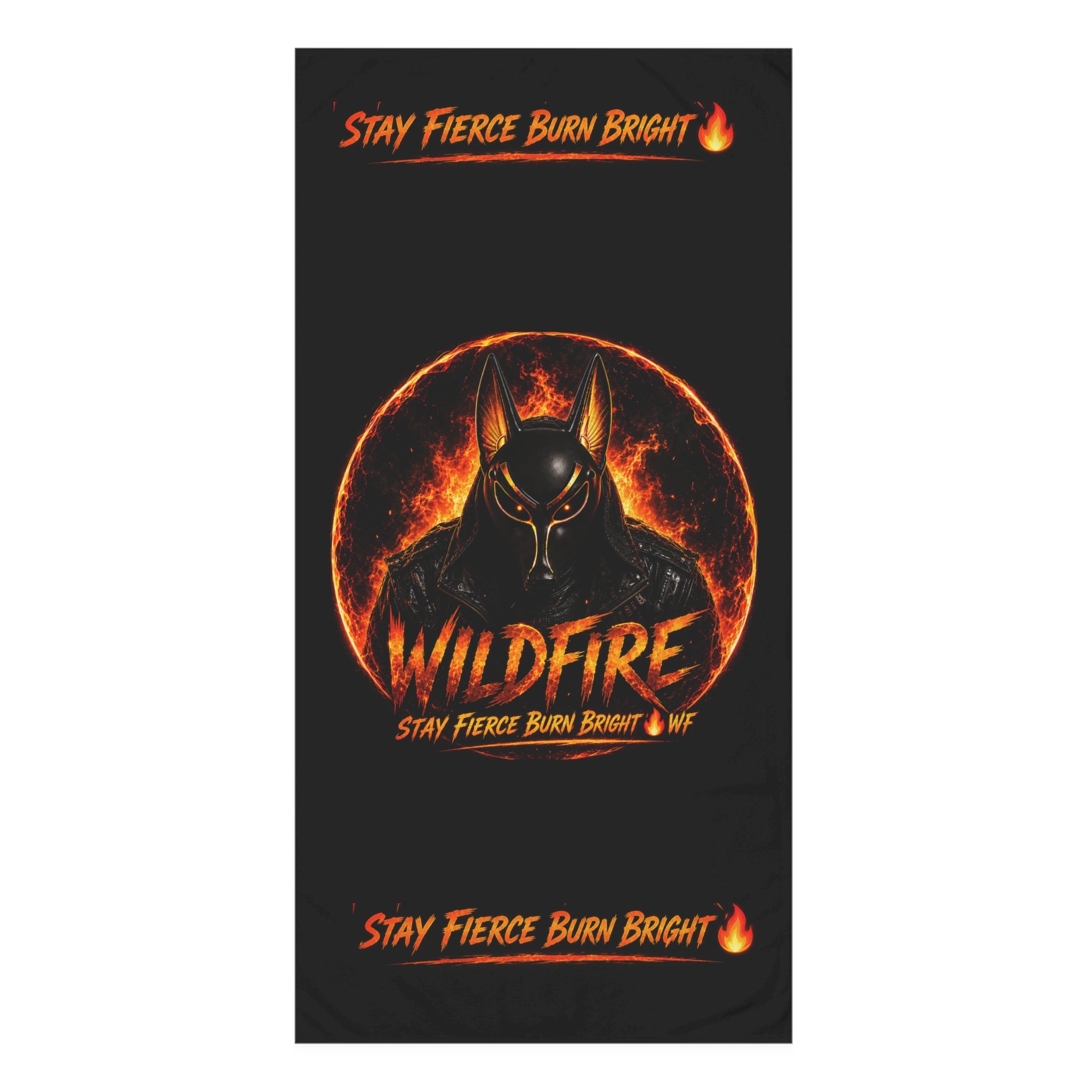 Wildfire Anubis Towel — "Stay Fierce Burn Bright" Design