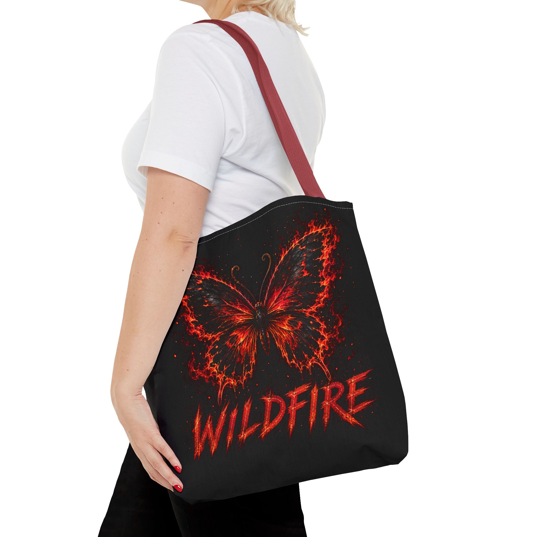 Wildfire Anubis Tote Bag — "Stay Fierce, Burn Bright" All-Over Print Tote