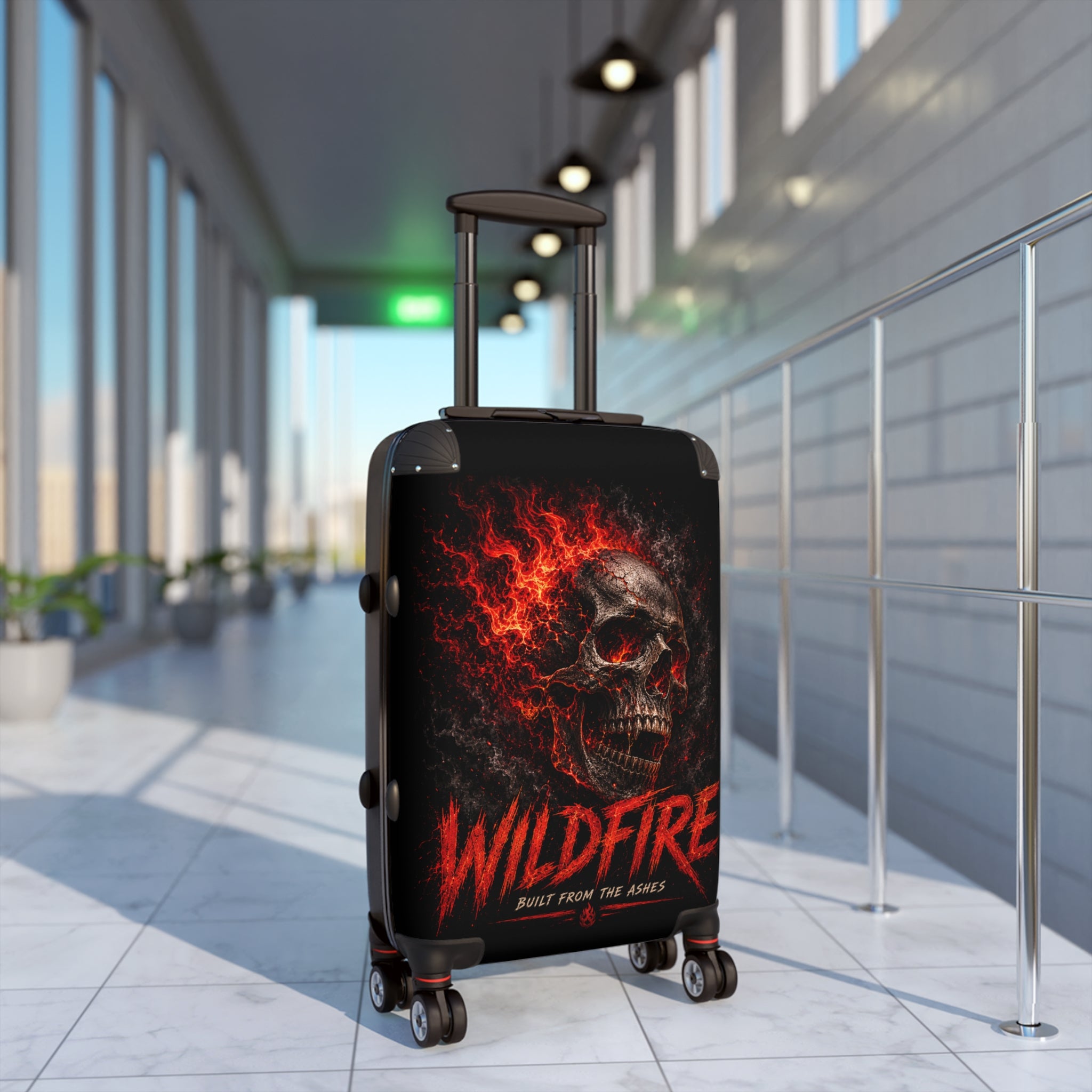 Wildfire Skull Carry-On Suitcase — Flame Skull 'Built From The Ashes' Luggage