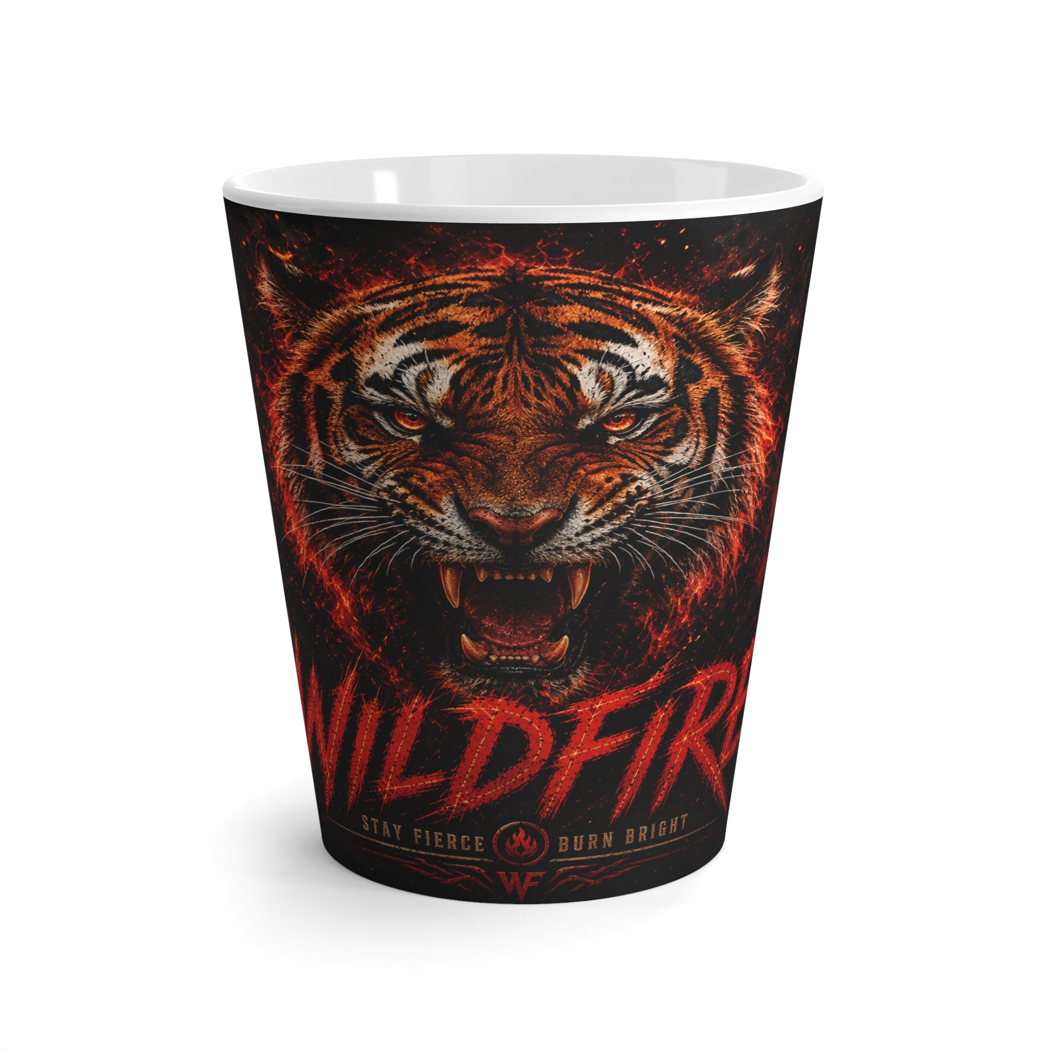 Wildfire Tiger Latte Mug — Fierce Roaring Tiger Coffee Cup