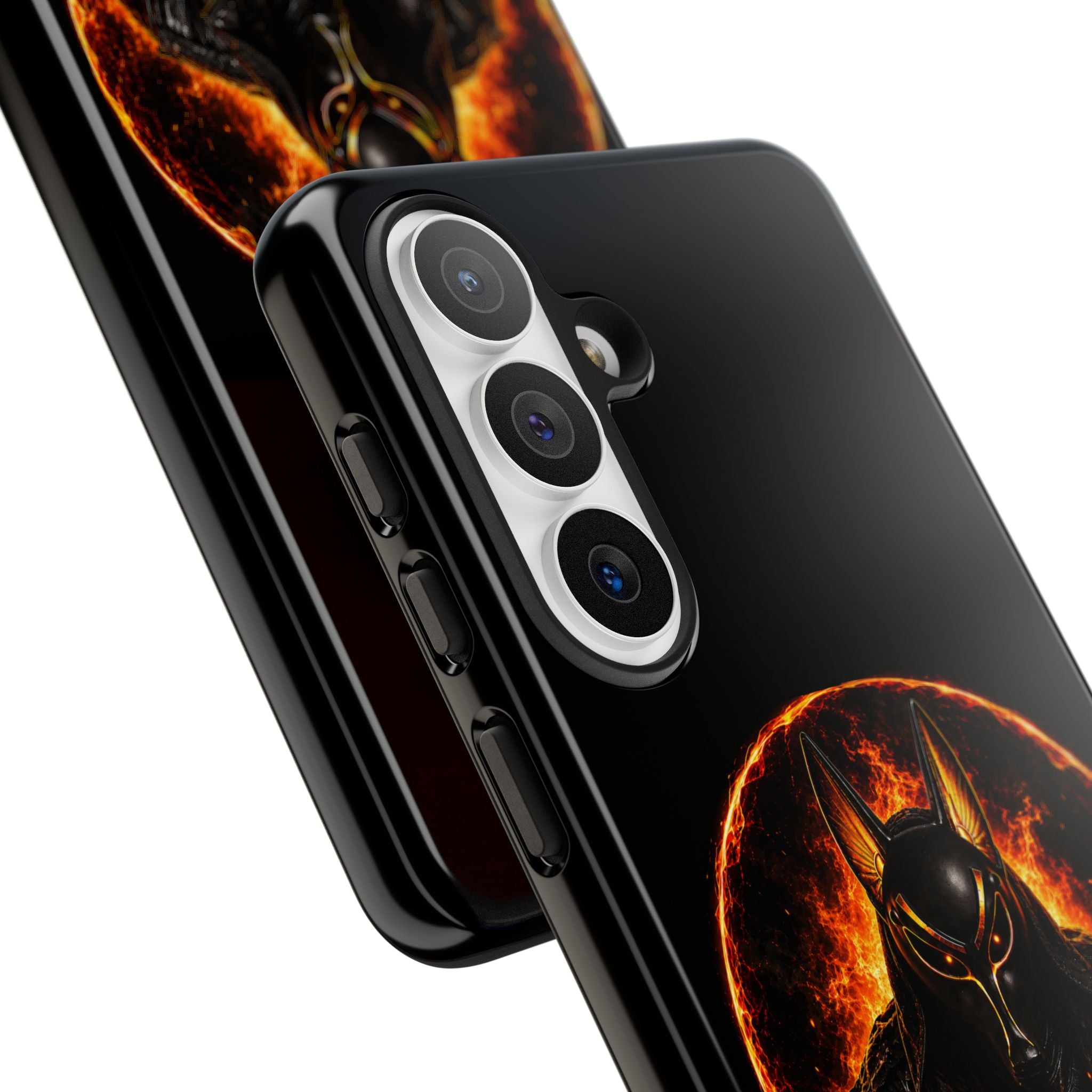Wildfire Phone Case — Fierce Flaming Anubis Design, "Stay Fierce Burn Bright"