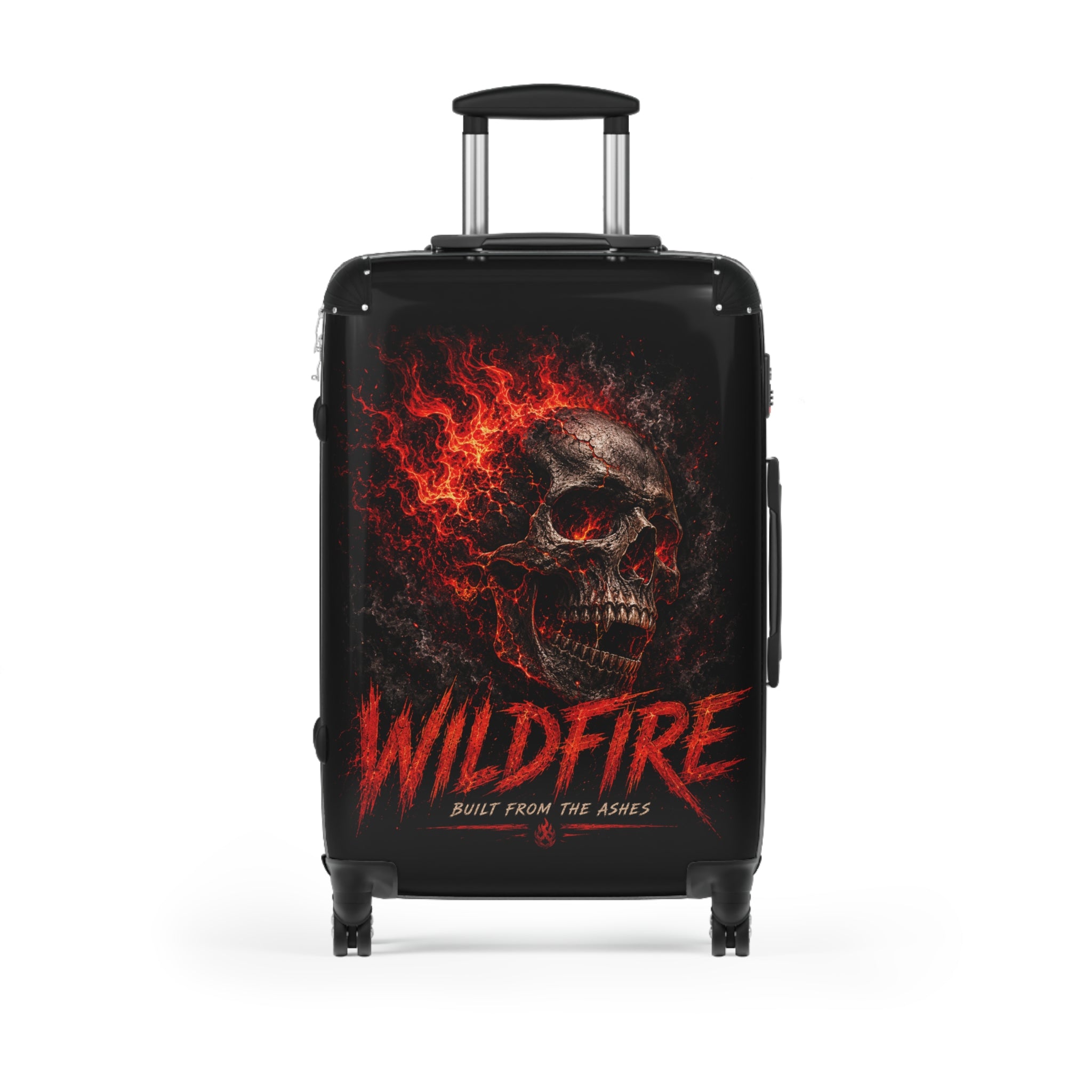 Wildfire Skull Carry-On Suitcase — Flame Skull 'Built From The Ashes' Luggage