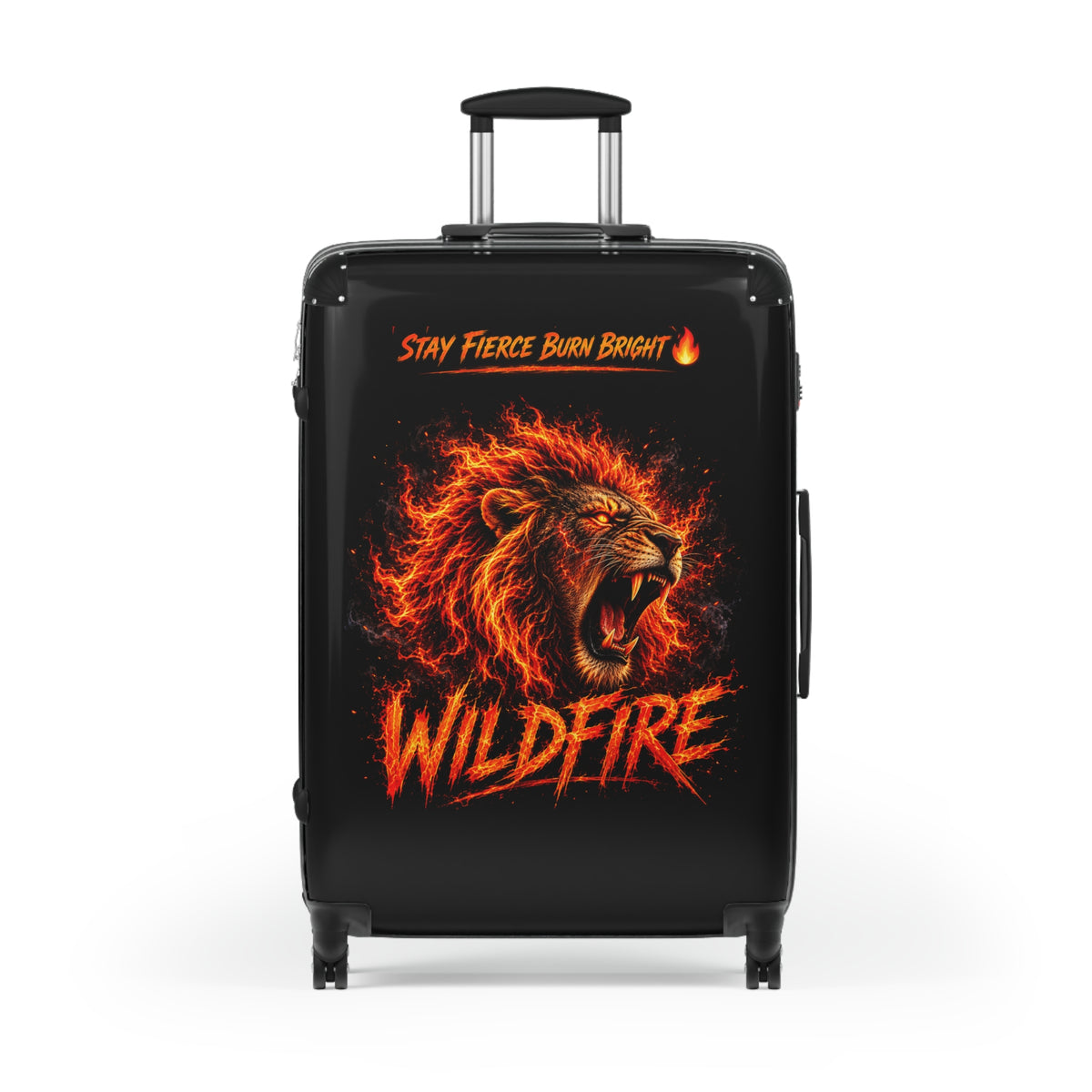 Wildfire Lion Suitcase - 'Stay Fierce Burn Bright' Rolling Carry-On