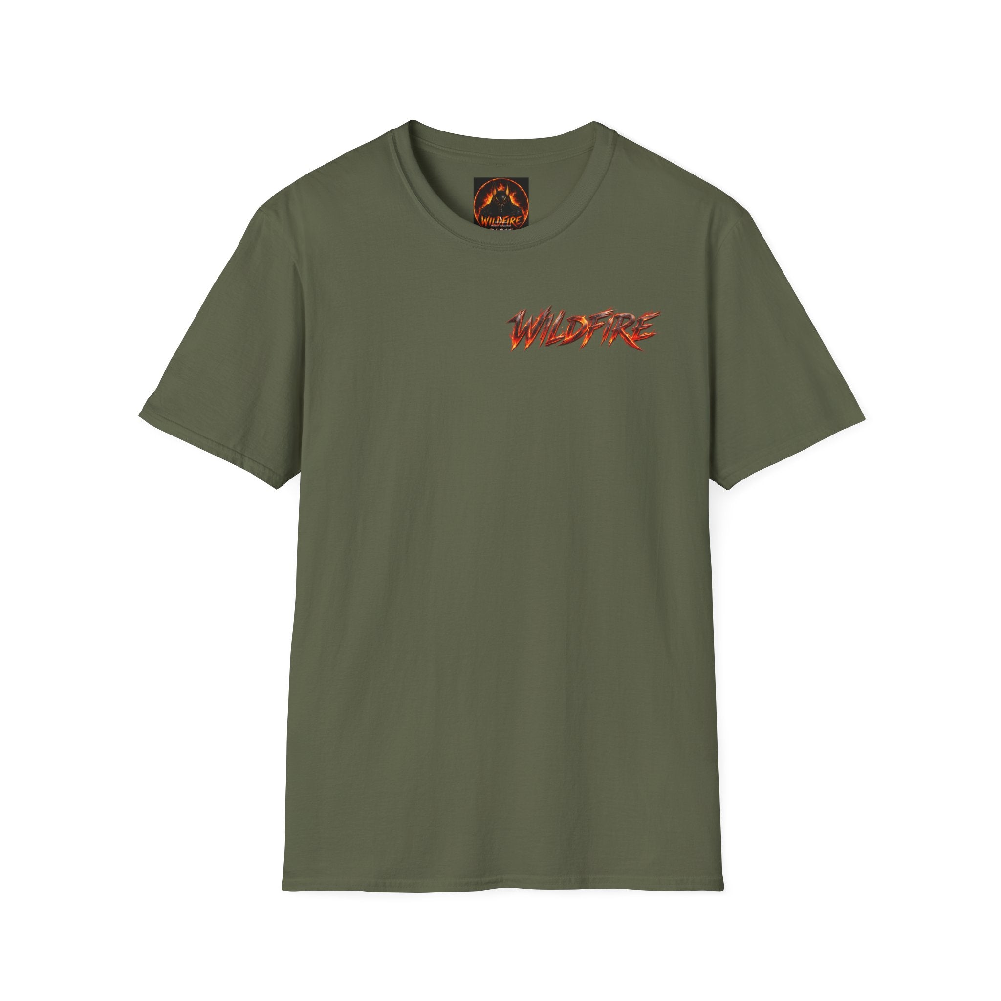 Wildfire Rock Never Dies Graphic T-Shirt — Retro Flame Logo Tee