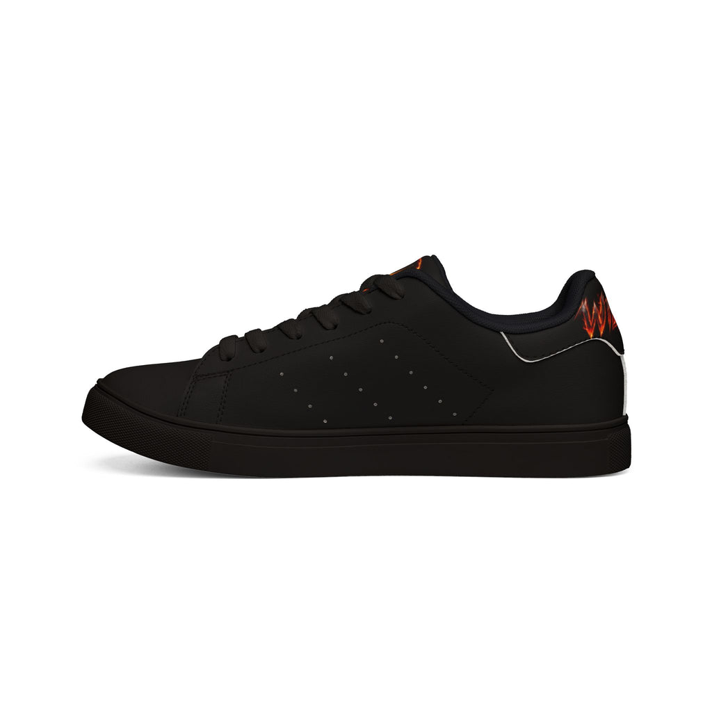 Wildfire Flame Lion Leather Sneakers — Men’s Low-Top Athletic Shoes