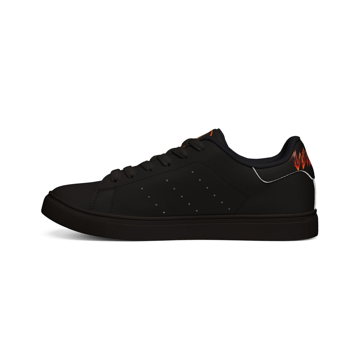 Wildfire Flame Lion Leather Sneakers — Men’s Low-Top Athletic Shoes