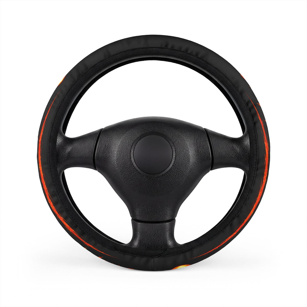 Flaming Drift Steering Wheel Cover — Black with Orange Flame Graphic