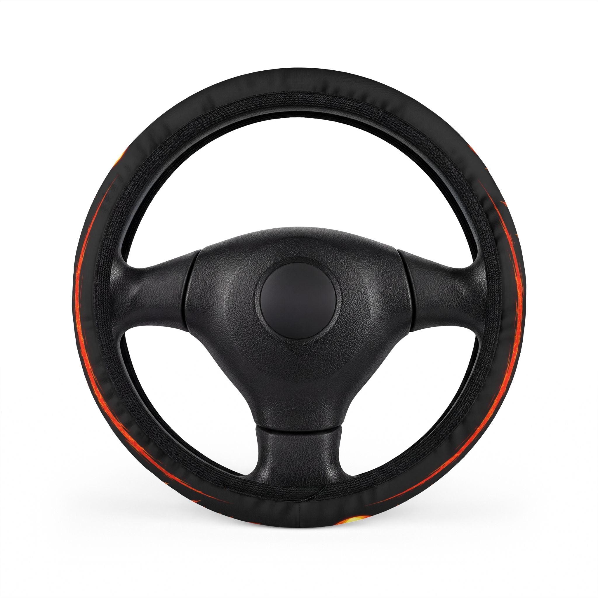 Flaming Drift Steering Wheel Cover — Black with Orange Flame Graphic