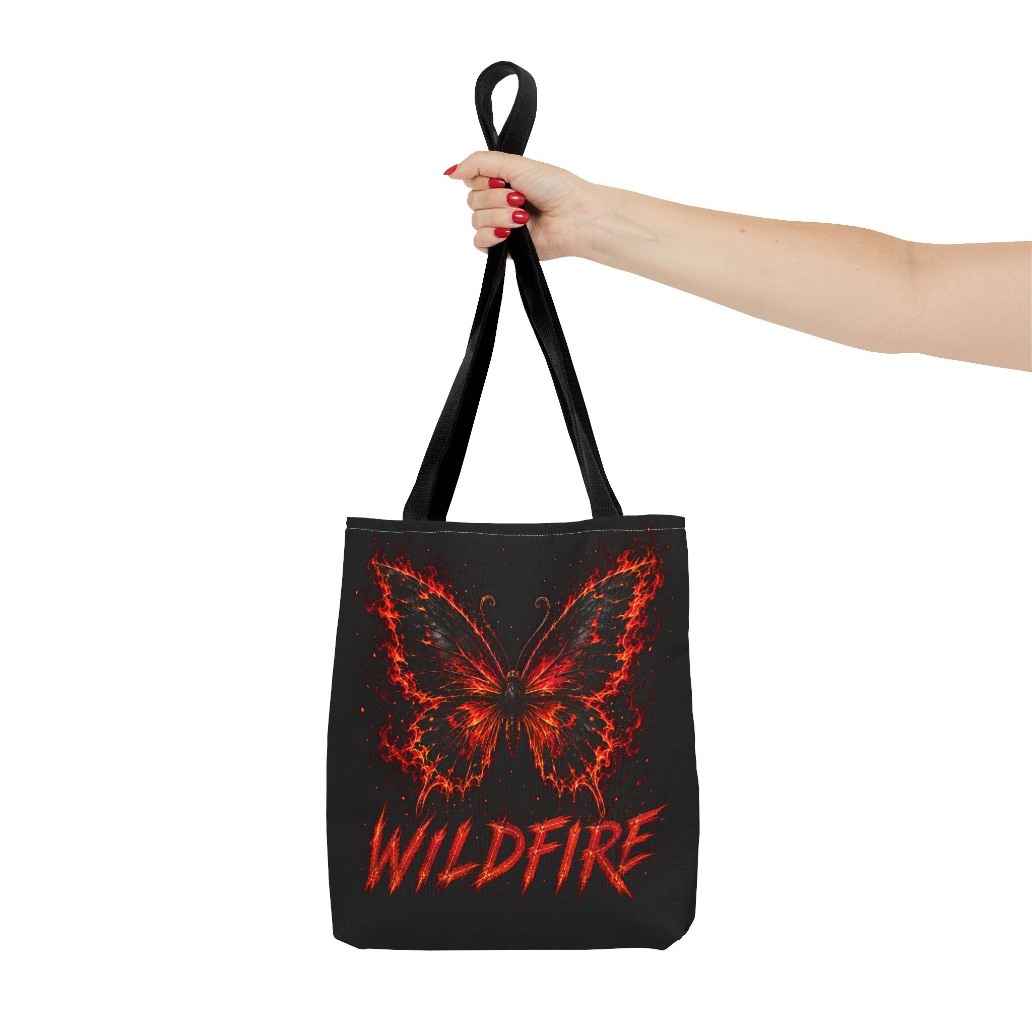 Wildfire Anubis Tote Bag — "Stay Fierce, Burn Bright" All-Over Print Tote