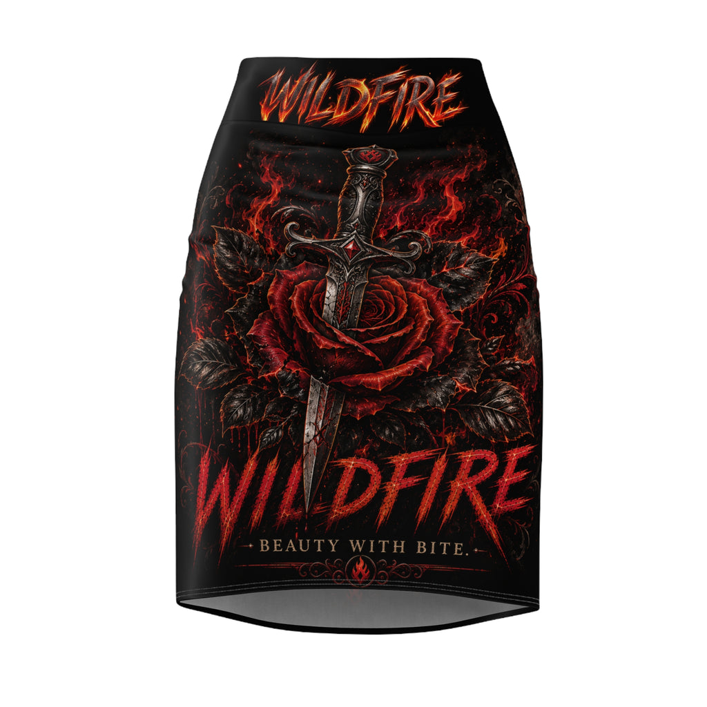 Wildfire Pencil Skirt — Fiery Rose & Dagger