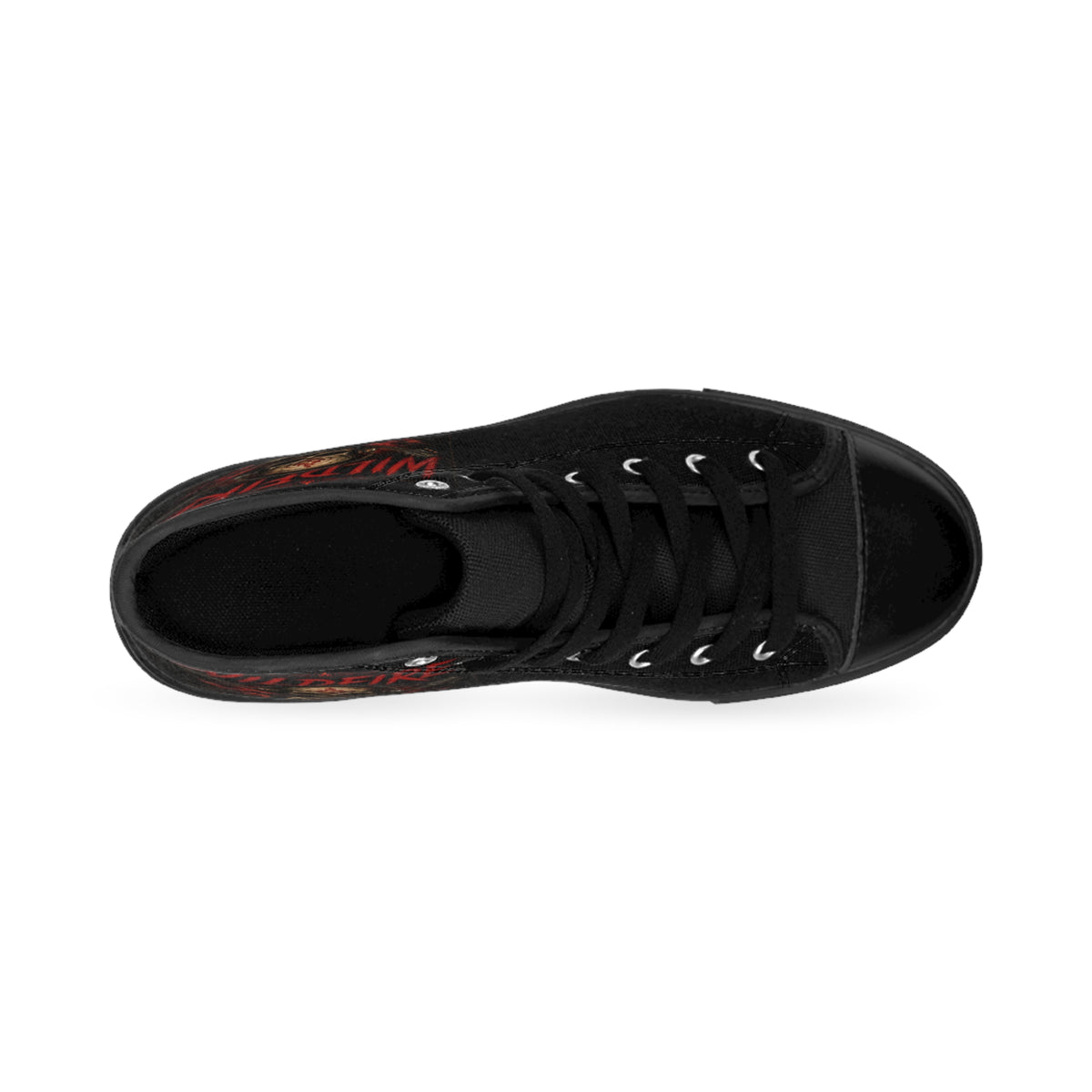 Wildfire Skull High-Top Sneakers — 'Rock Dies' Gothic Men's Canvas Shoes